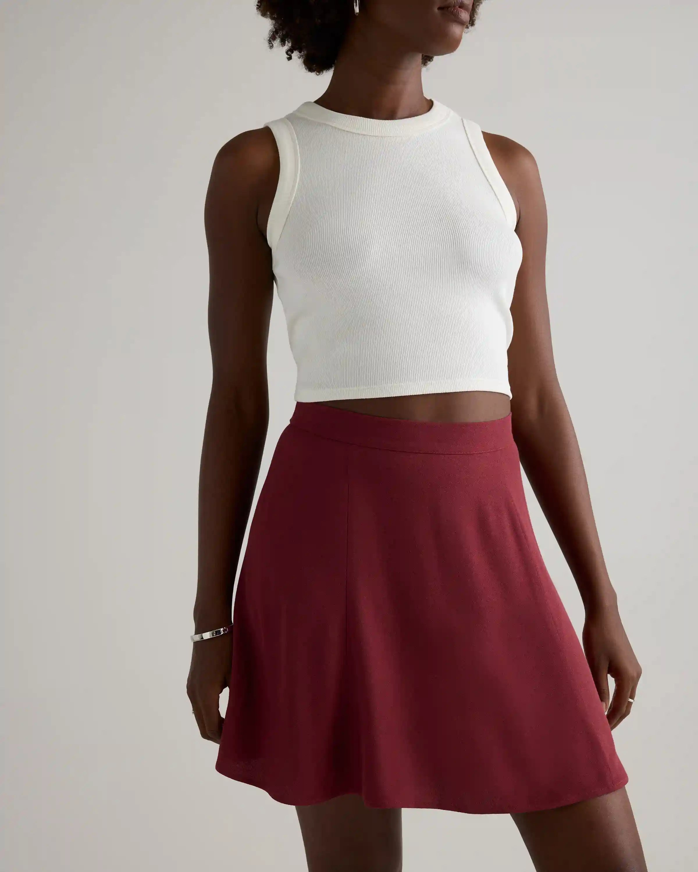 Lightweight Crepe A-Line Mini Skirt