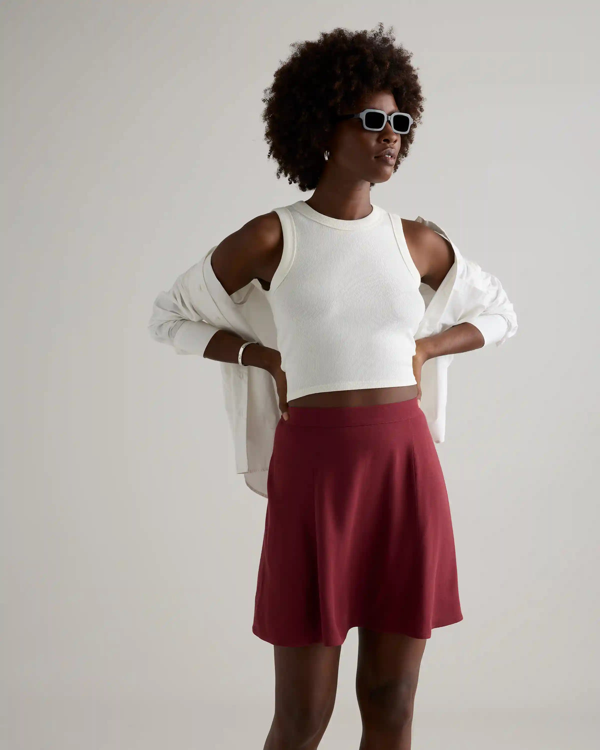 Lightweight Crepe A-Line Mini Skirt