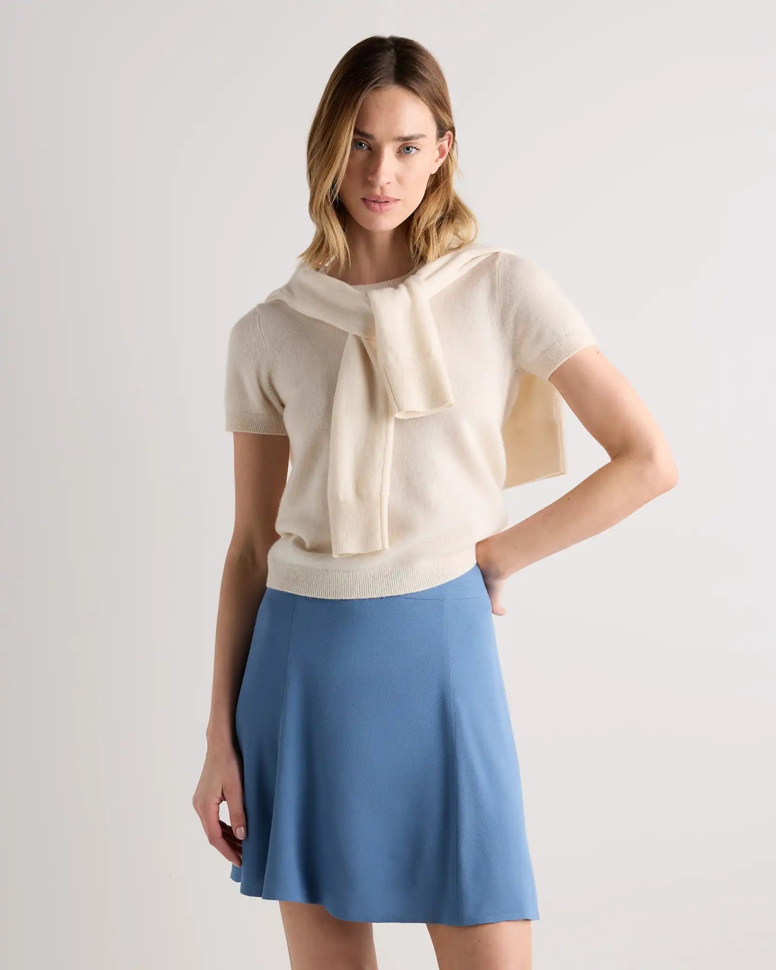 Lightweight Crepe A-Line Mini Skirt