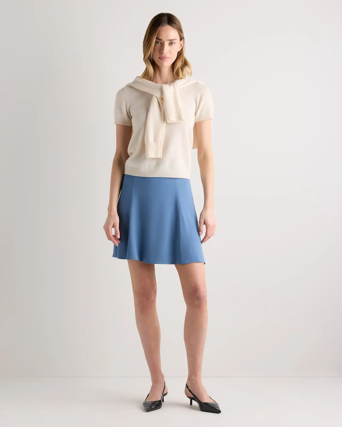 Lightweight Crepe A-Line Mini Skirt