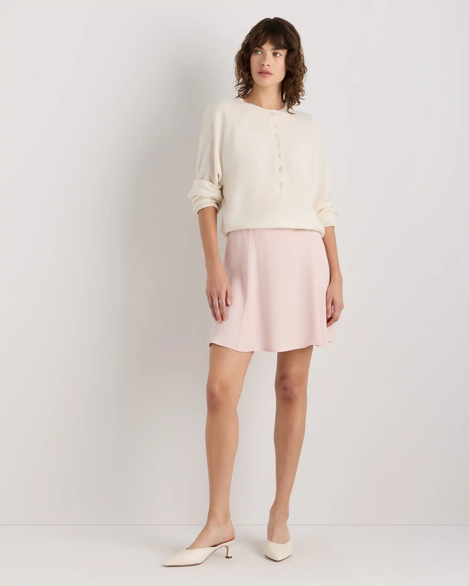 Lightweight Crepe A-Line Mini Skirt