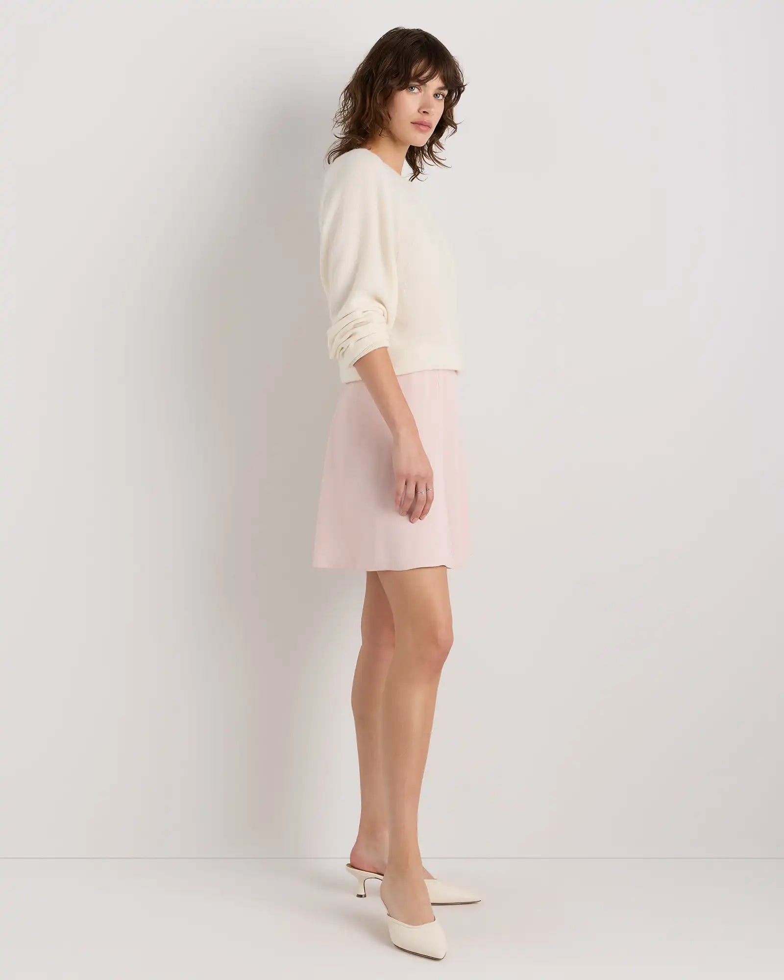 Lightweight Crepe A-Line Mini Skirt