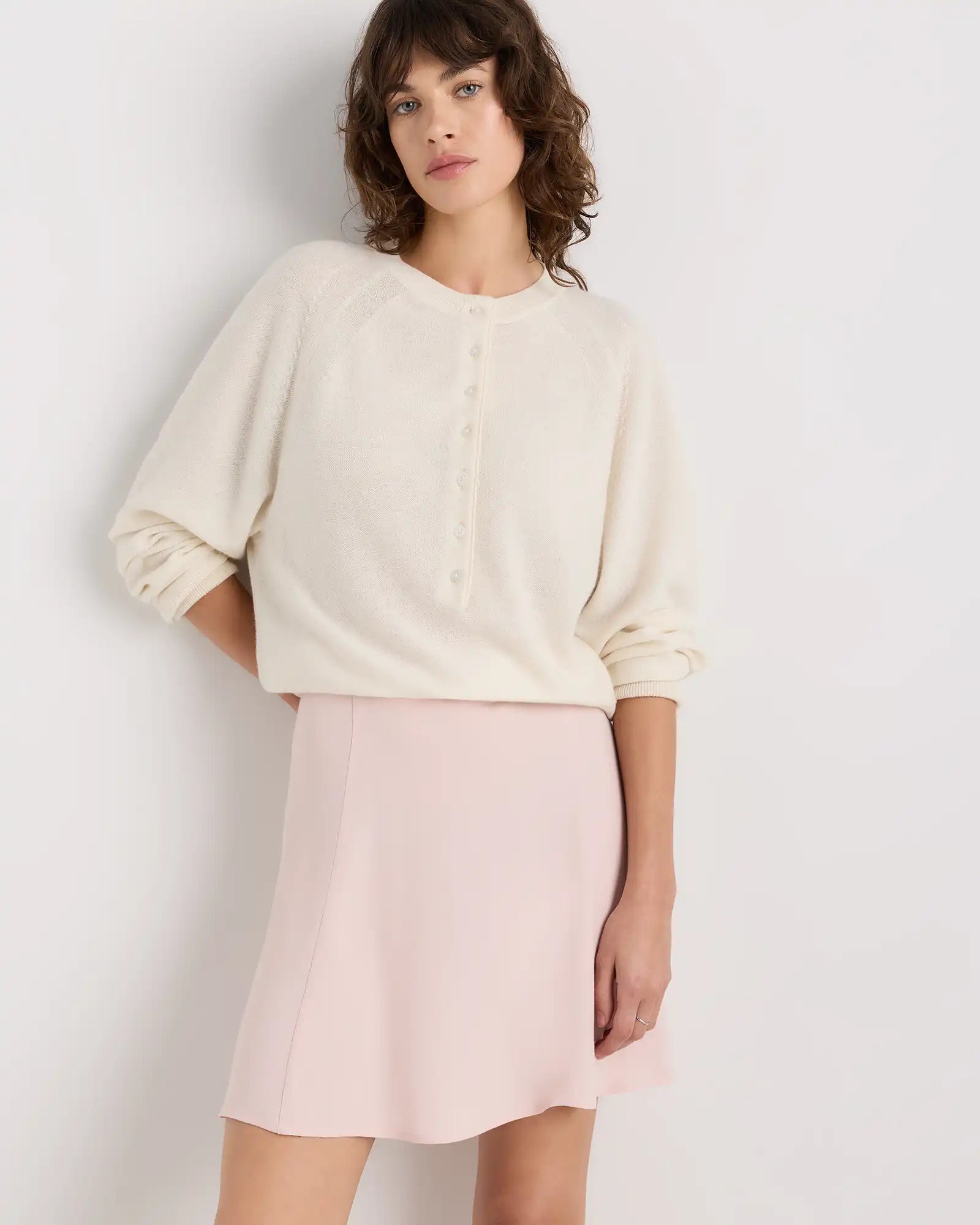 Lightweight Crepe A-Line Mini Skirt