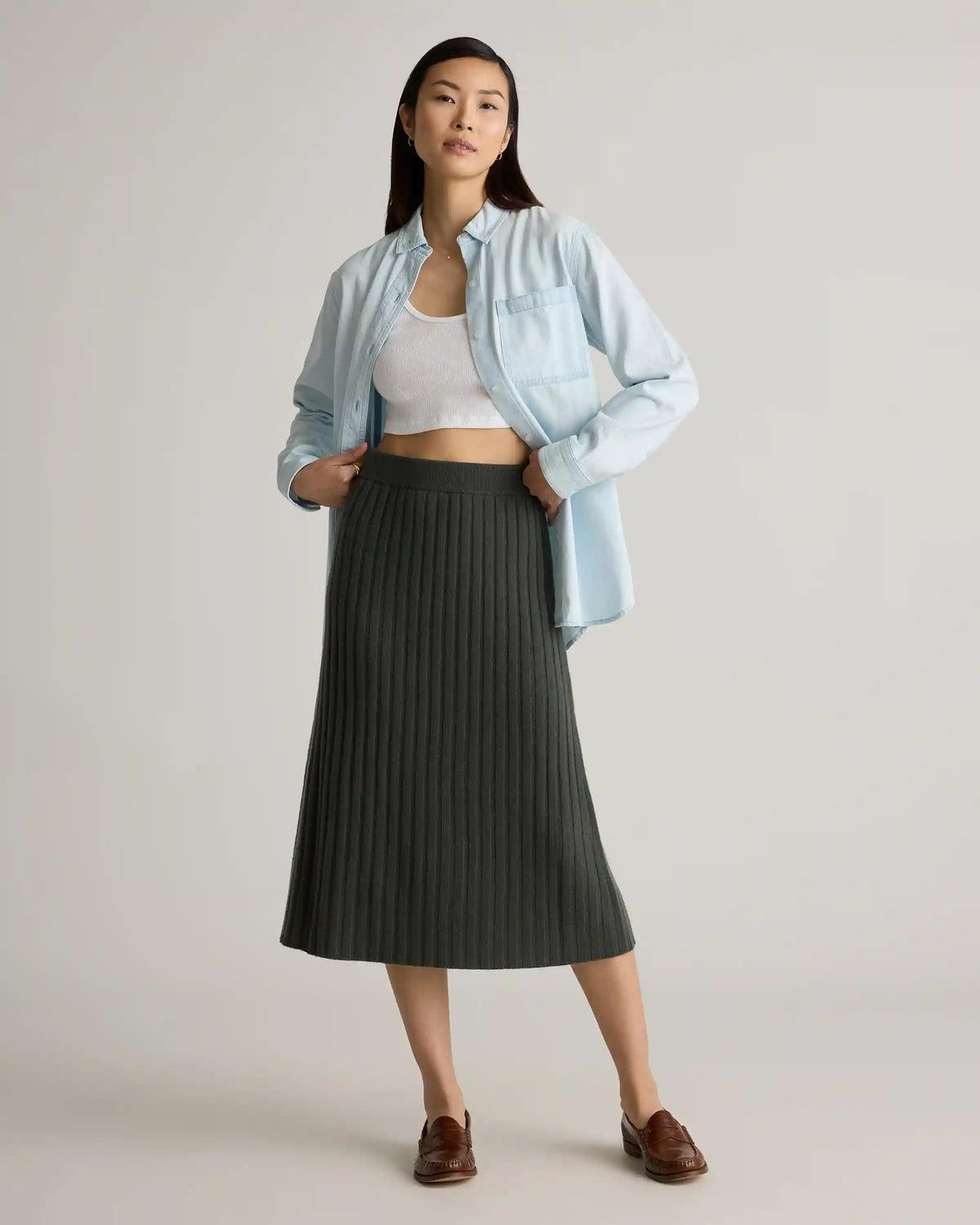 Mongolian Cashmere Midi Skirt