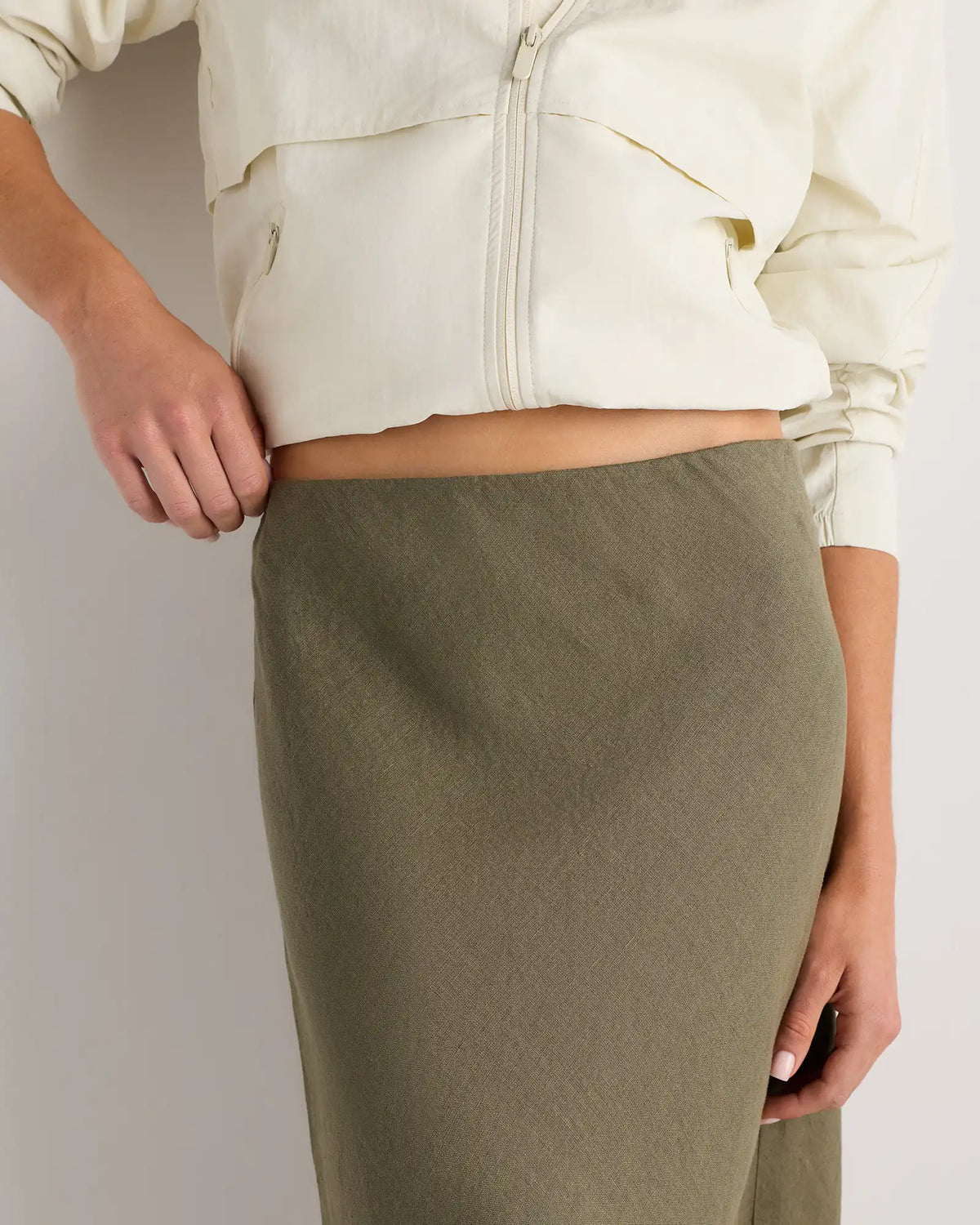 100% European Linen Midi Slip Skirt