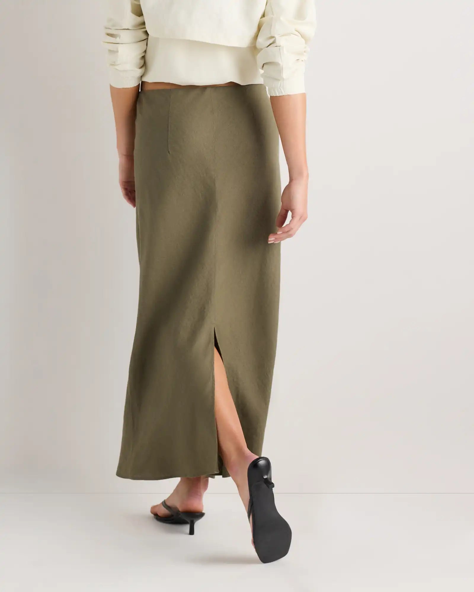 100% European Linen Midi Slip Skirt