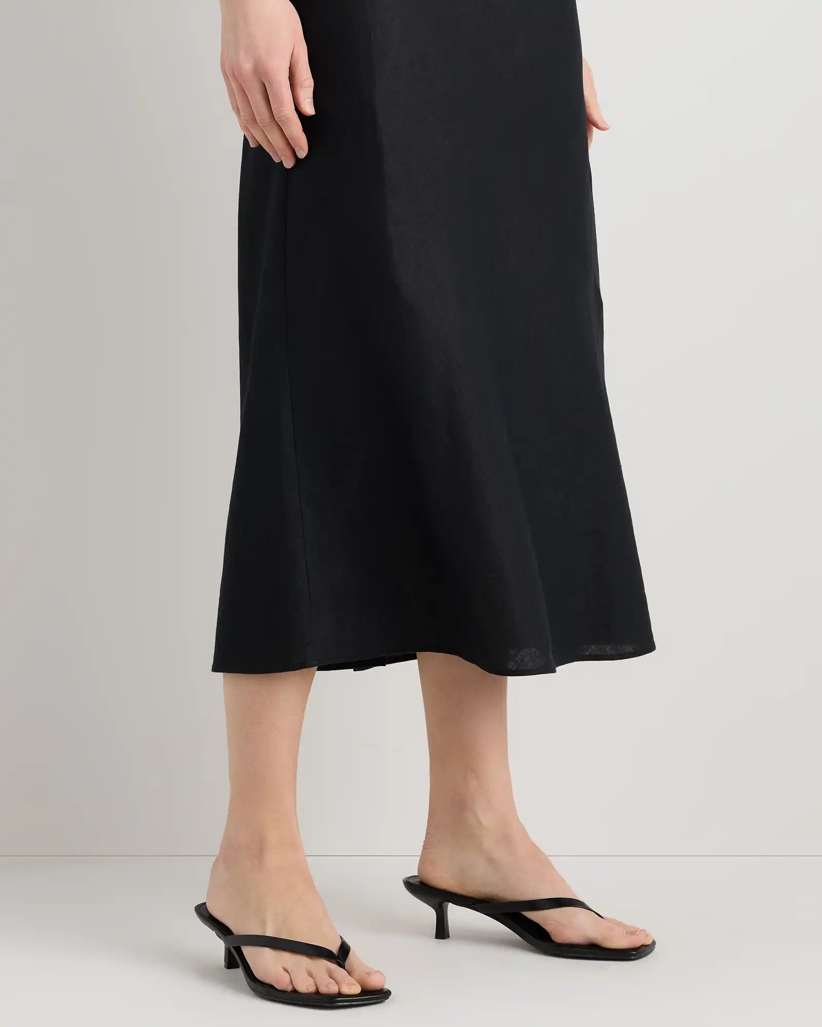 100% European Linen Midi Slip Skirt