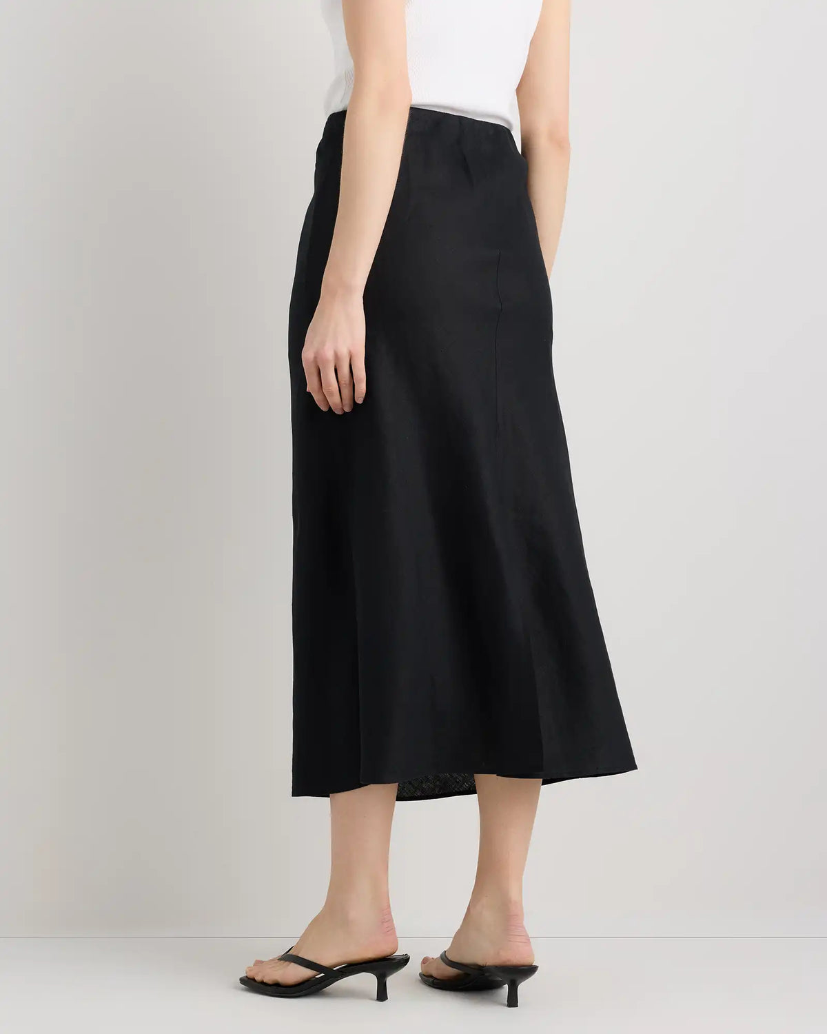 100% European Linen Midi Slip Skirt