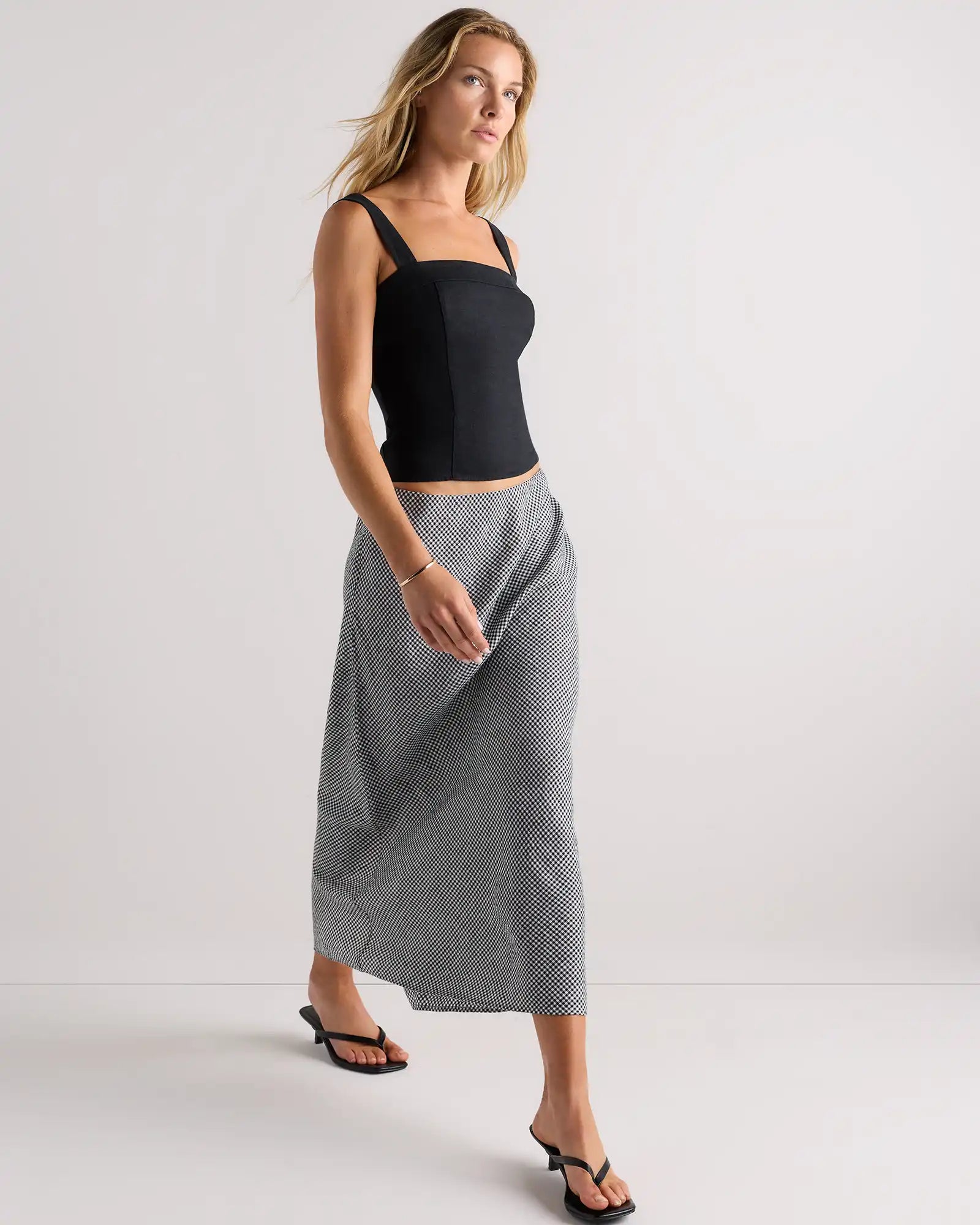 100% European Linen Midi Slip Skirt