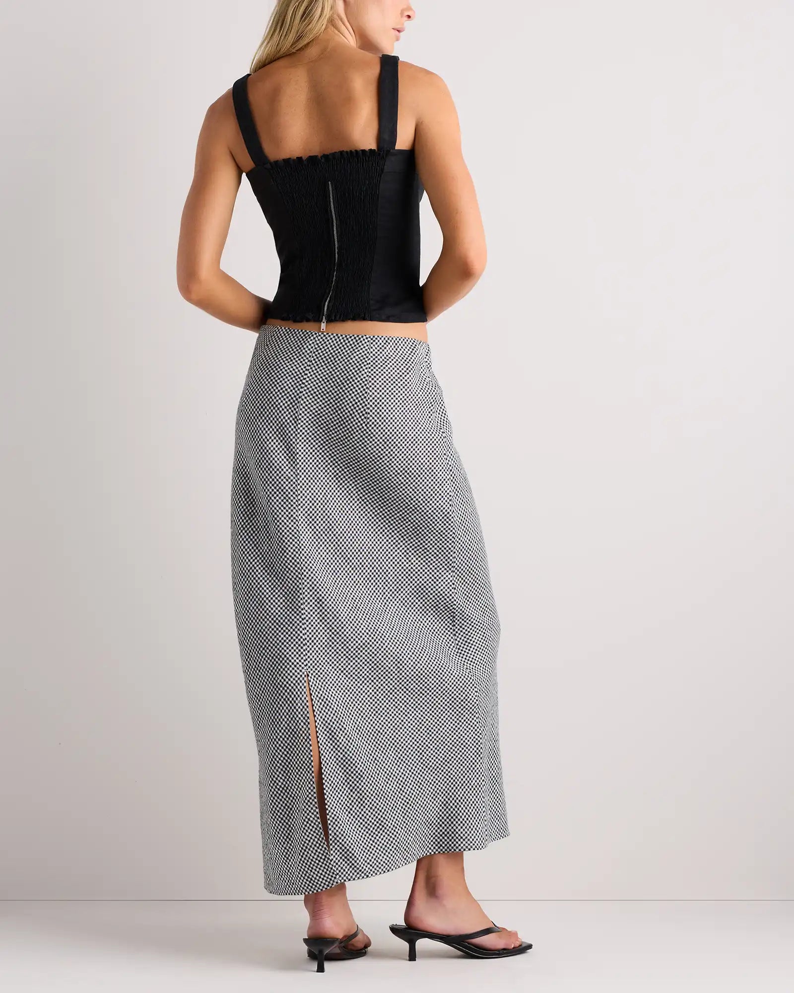 100% European Linen Midi Slip Skirt