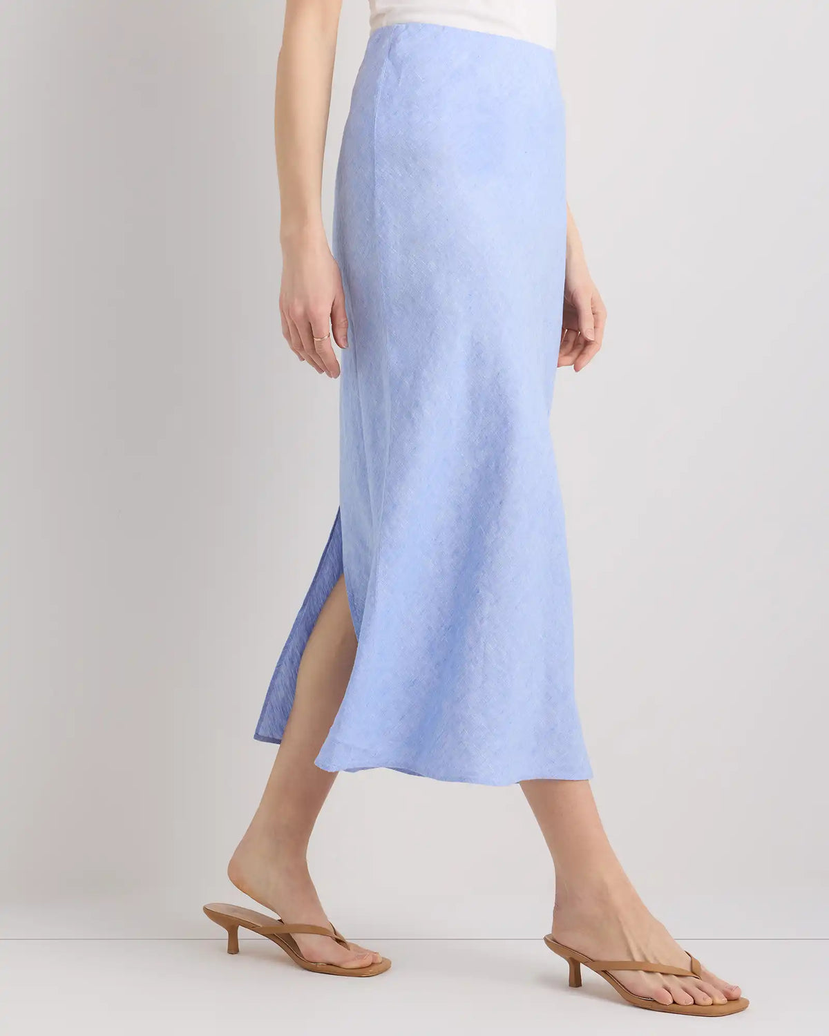 100% European Linen Midi Slip Skirt