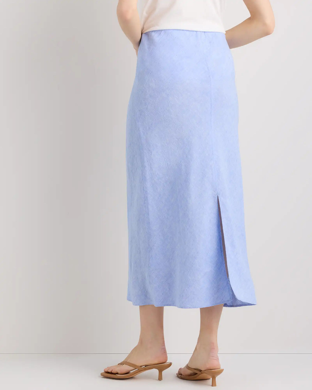 100% European Linen Midi Slip Skirt