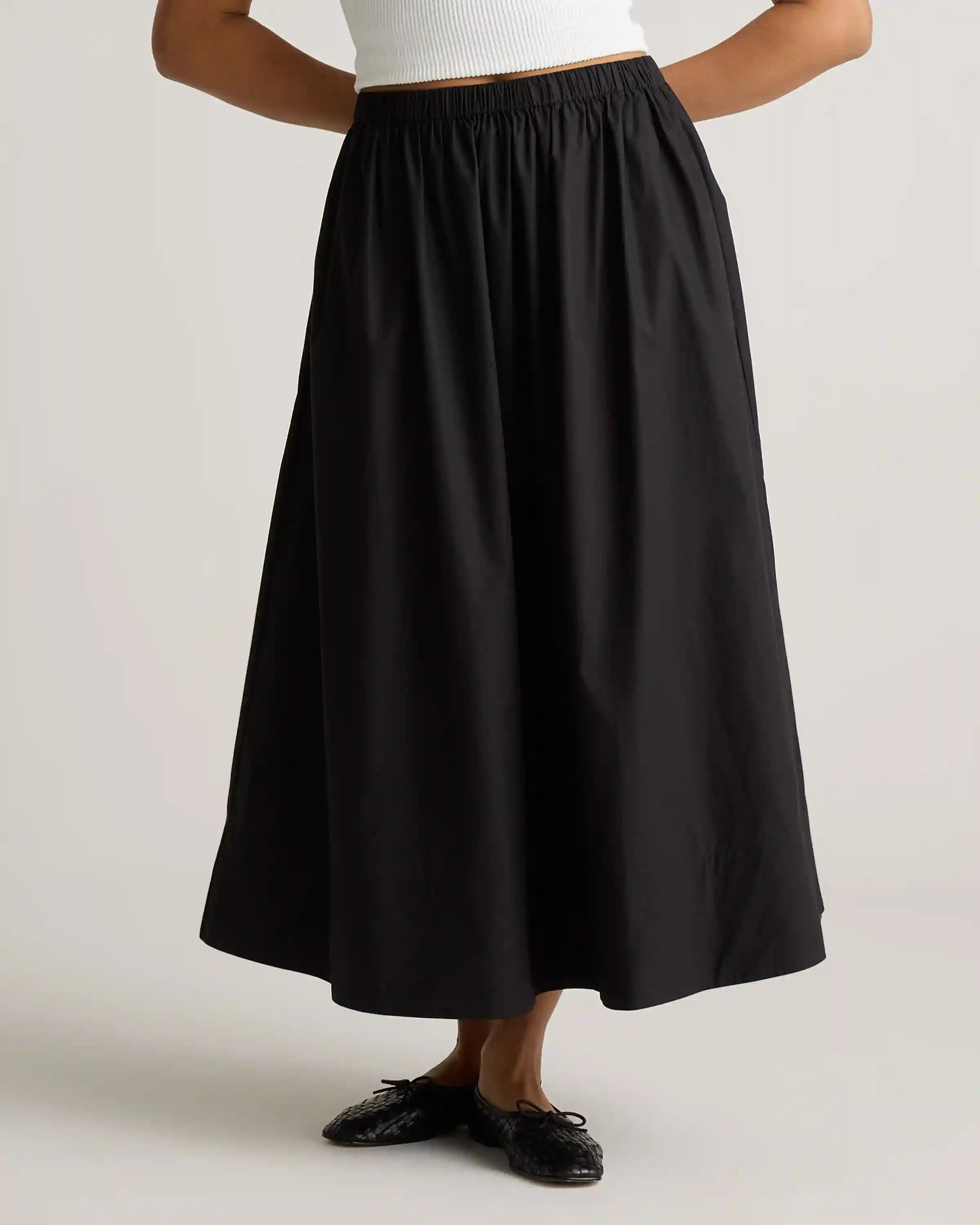 100% Organic Cotton Poplin A-line Maxi Skirt