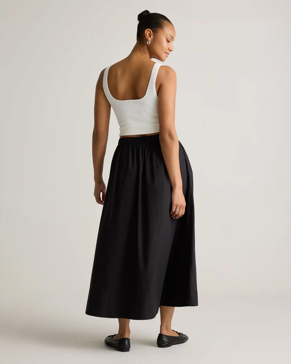 100% Organic Cotton Poplin A-line Maxi Skirt