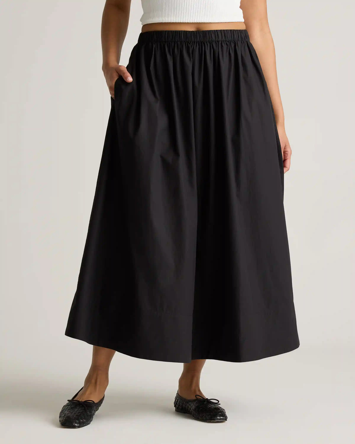 100% Organic Cotton Poplin A-line Maxi Skirt