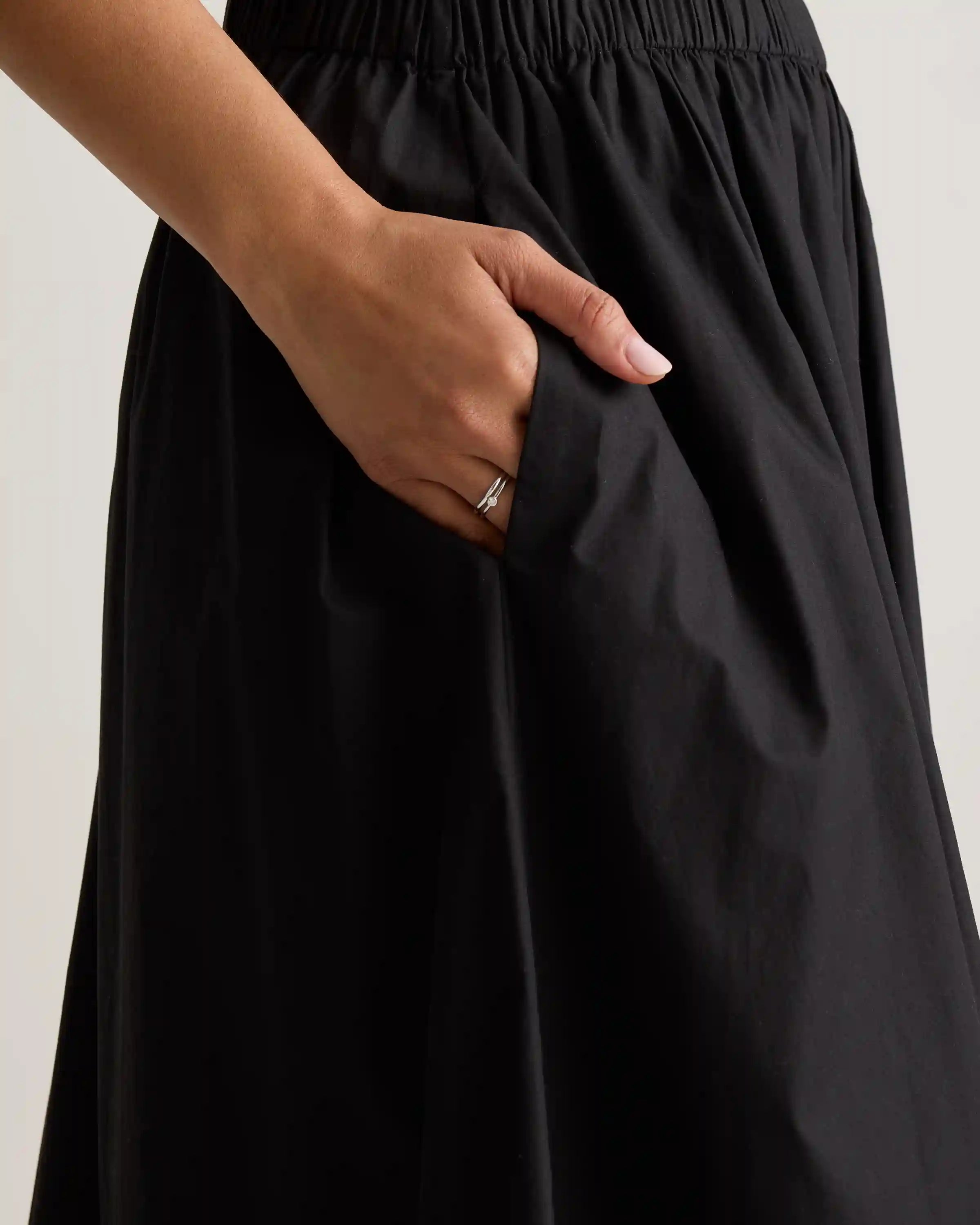 100% Organic Cotton Poplin A-line Maxi Skirt