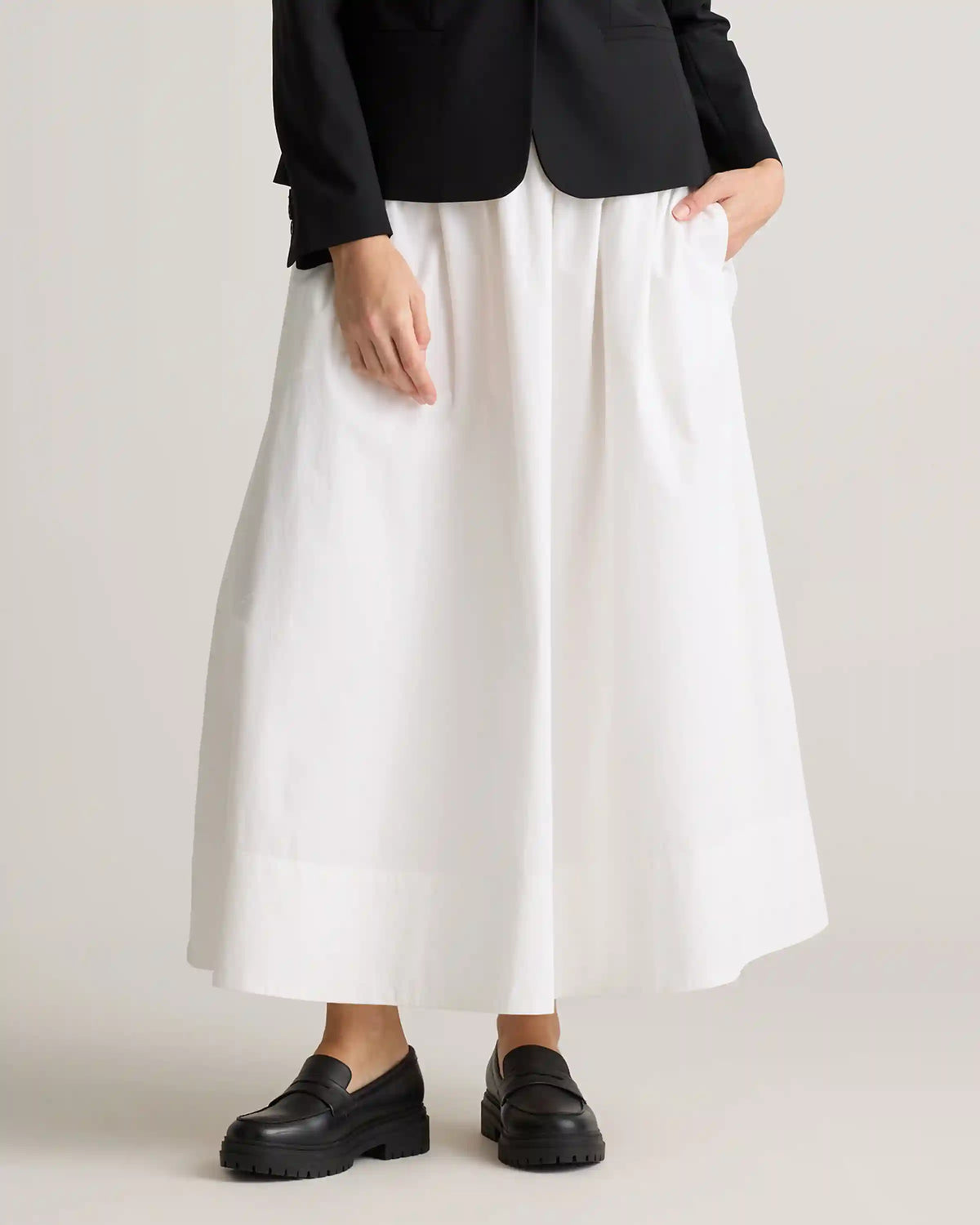 100% Organic Cotton Poplin A-line Maxi Skirt
