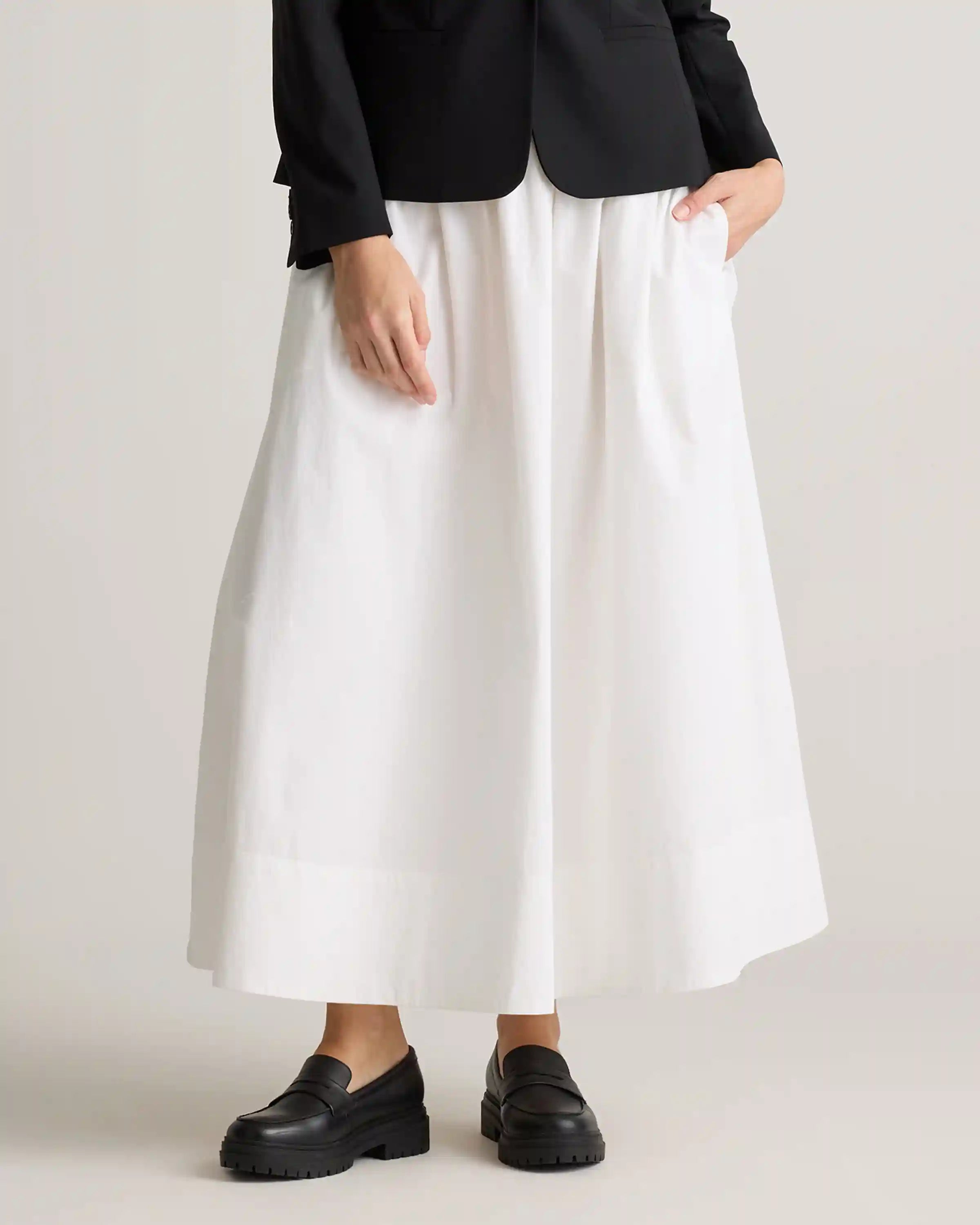 100% Organic Cotton Poplin A-line Maxi Skirt