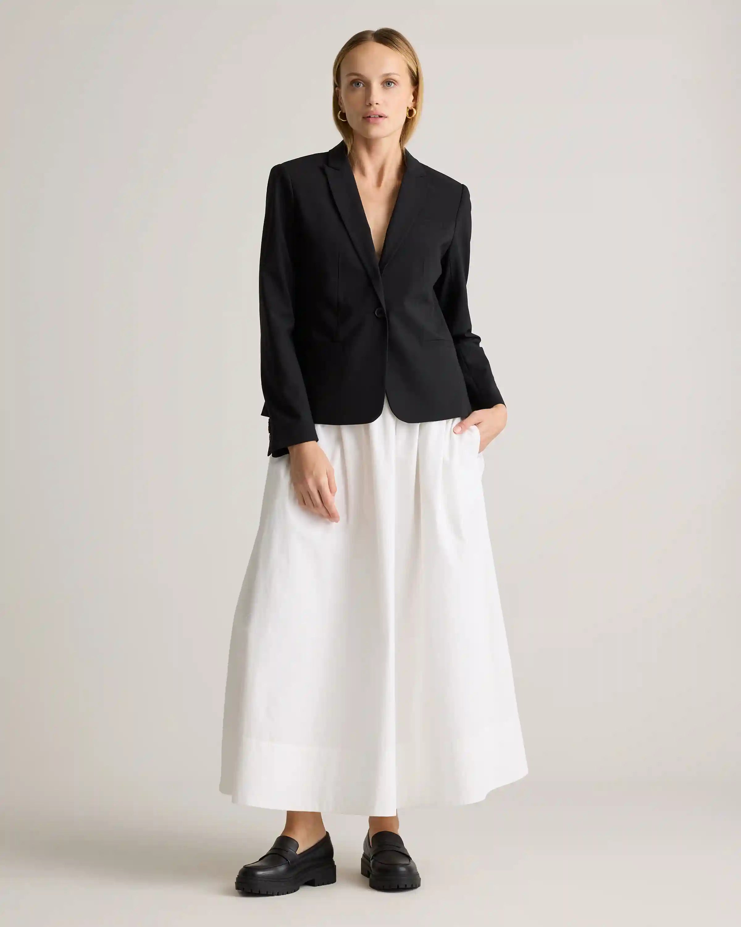 100% Organic Cotton Poplin A-line Maxi Skirt