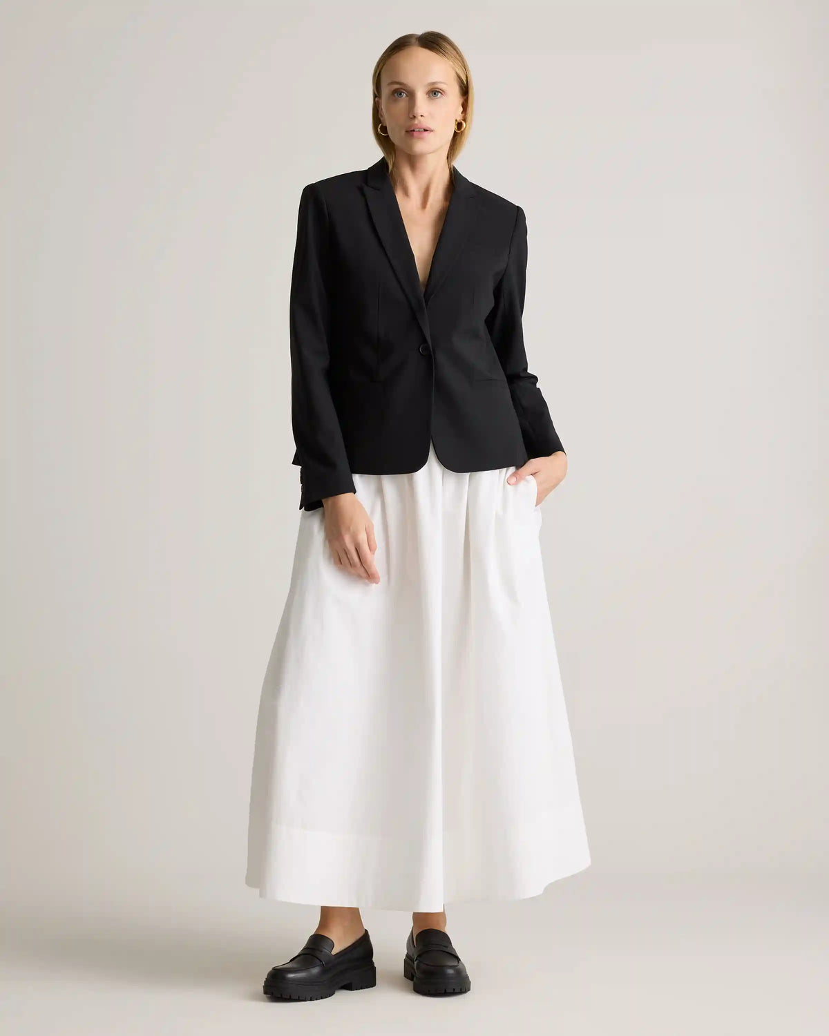 100% Organic Cotton Poplin A-line Maxi Skirt