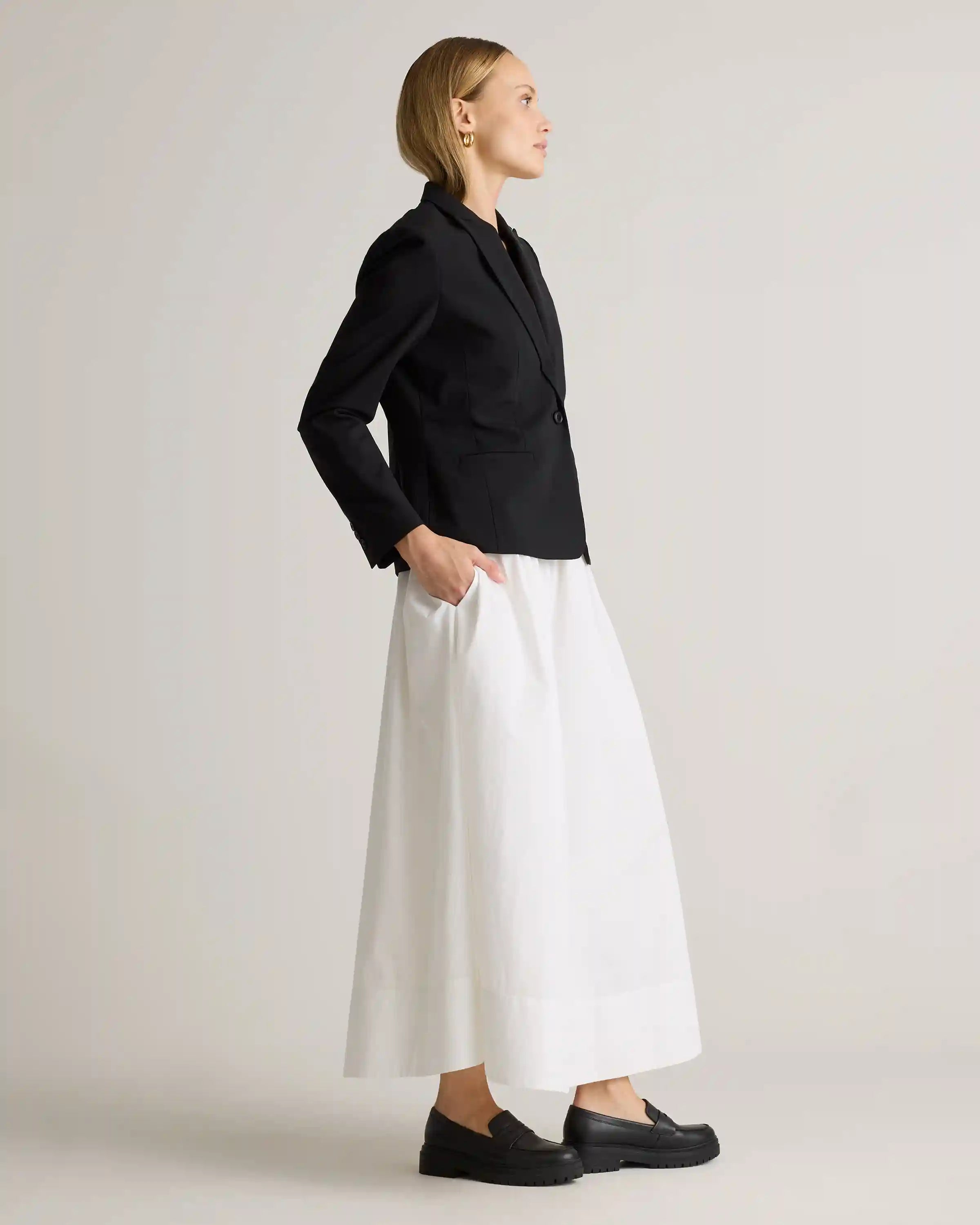 100% Organic Cotton Poplin A-line Maxi Skirt