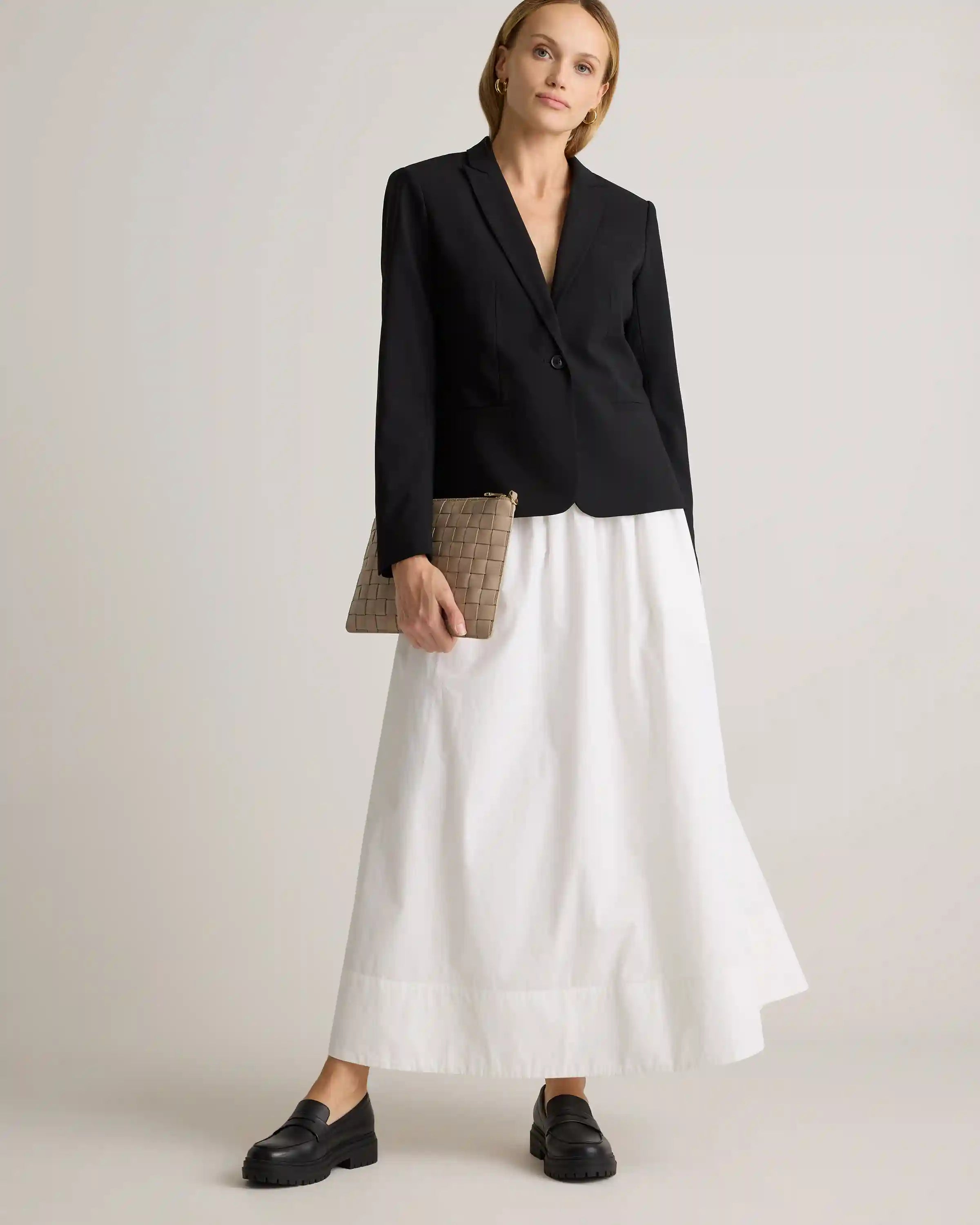 100% Organic Cotton Poplin A-line Maxi Skirt