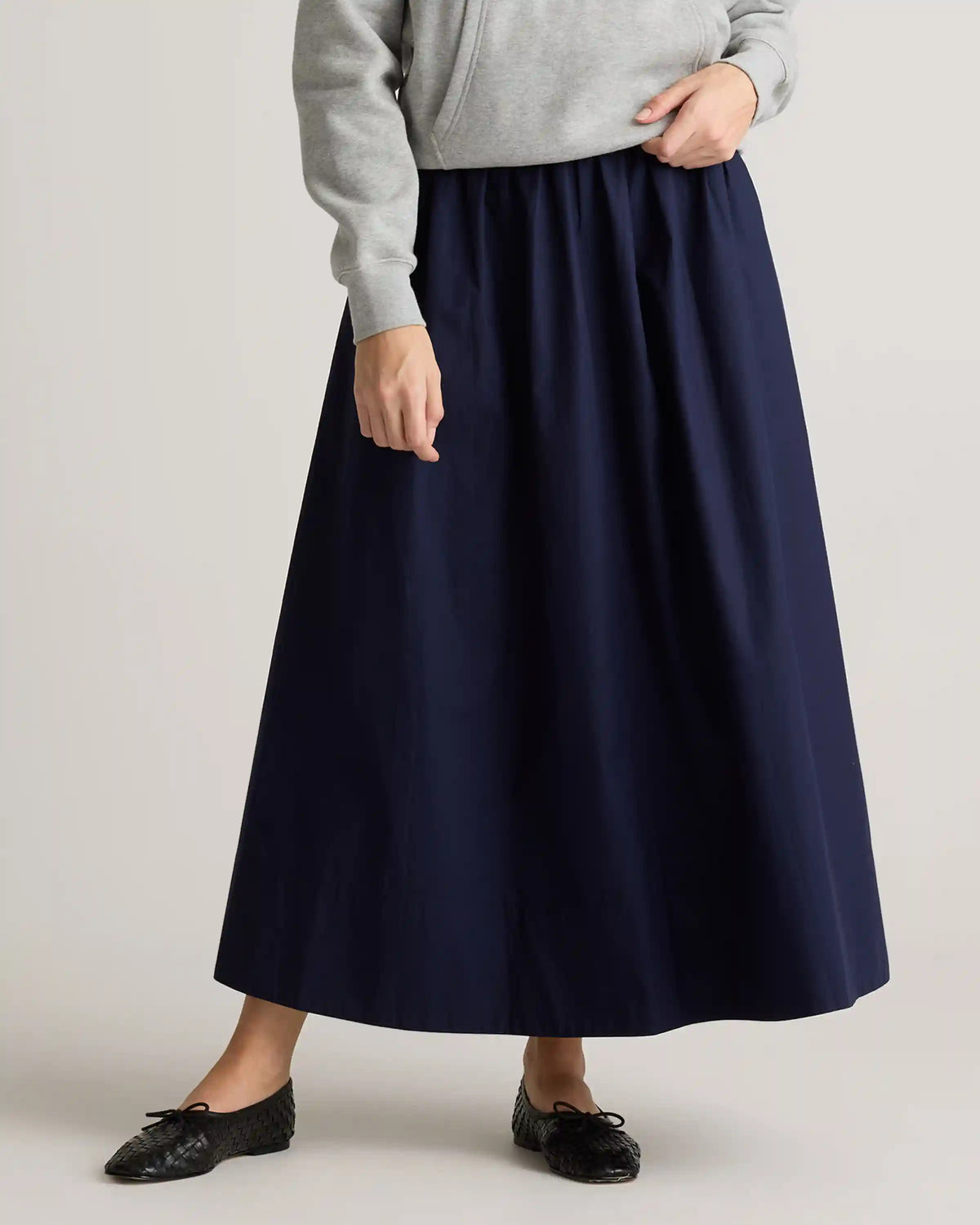 100% Organic Cotton Poplin A-line Maxi Skirt