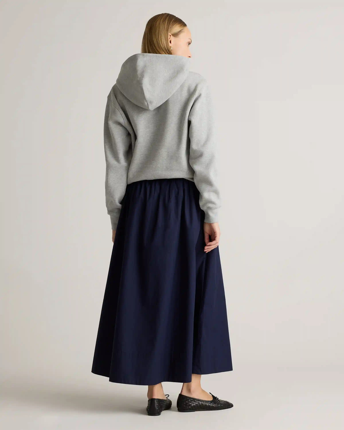 100% Organic Cotton Poplin A-line Maxi Skirt
