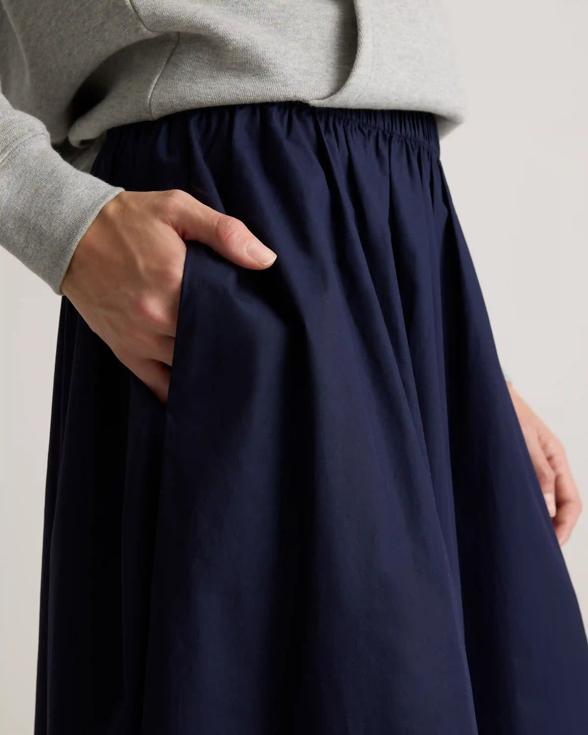 100% Organic Cotton Poplin A-line Maxi Skirt
