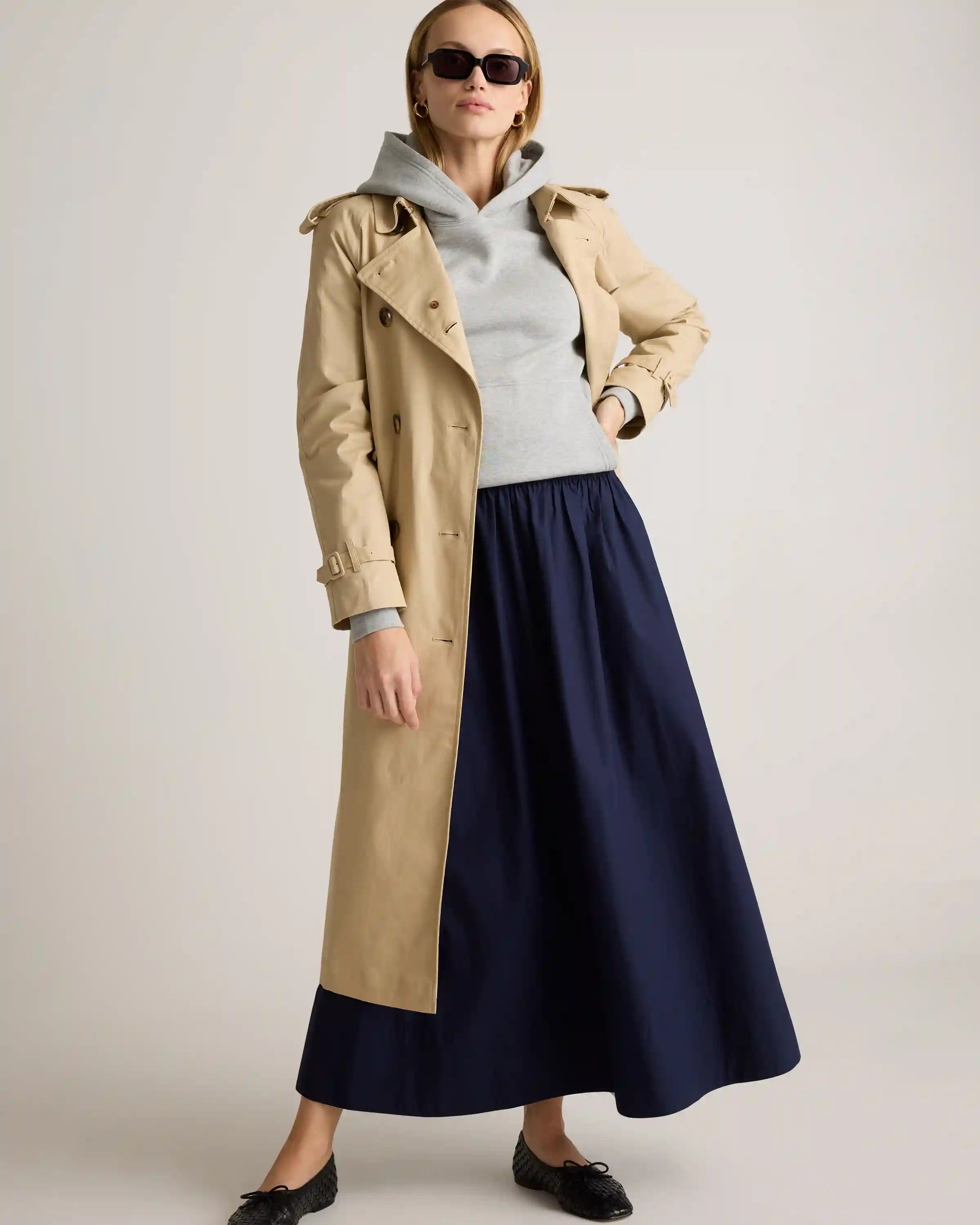100% Organic Cotton Poplin A-line Maxi Skirt
