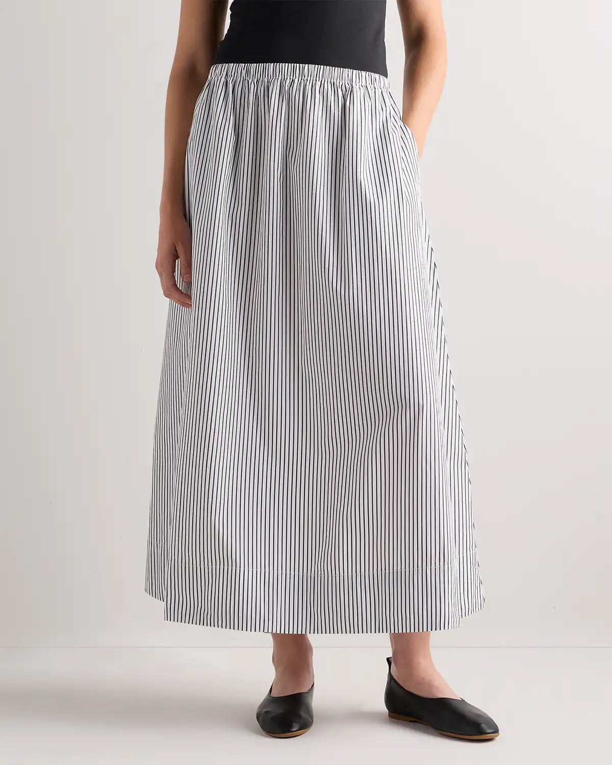 100% Organic Cotton Poplin A-line Maxi Skirt
