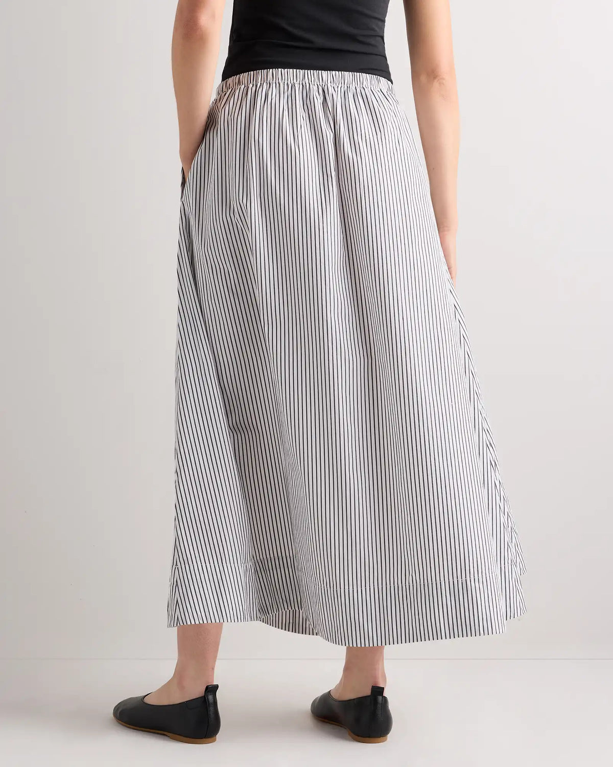 100% Organic Cotton Poplin A-line Maxi Skirt