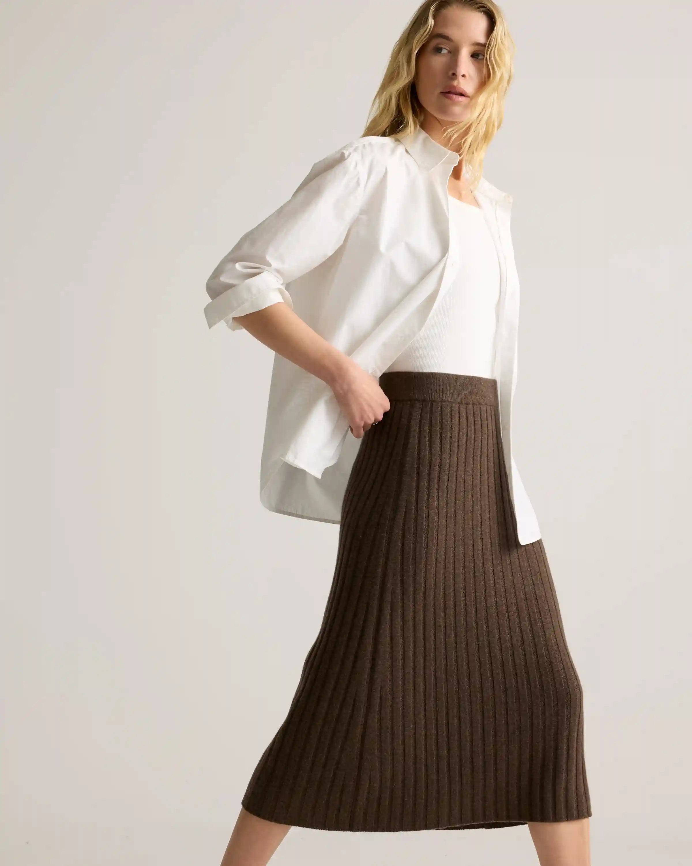 Mongolian Cashmere Midi Skirt