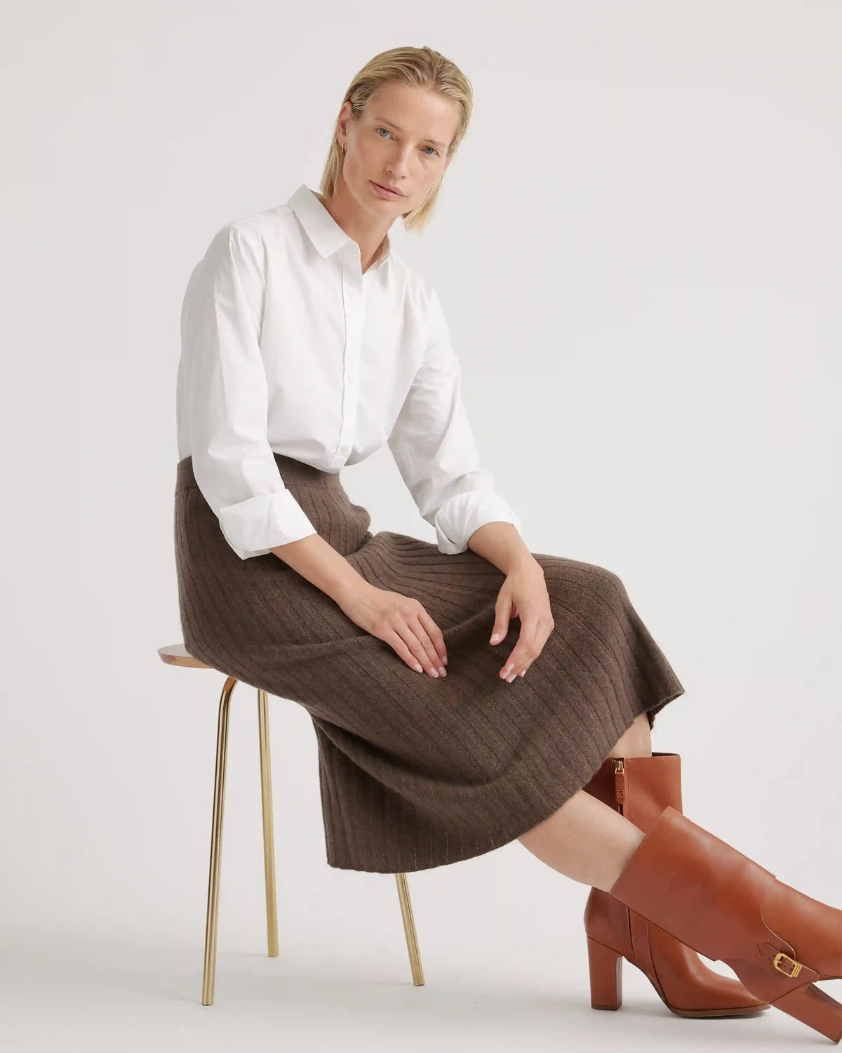 Mongolian Spring Cashmere Midi Skirt