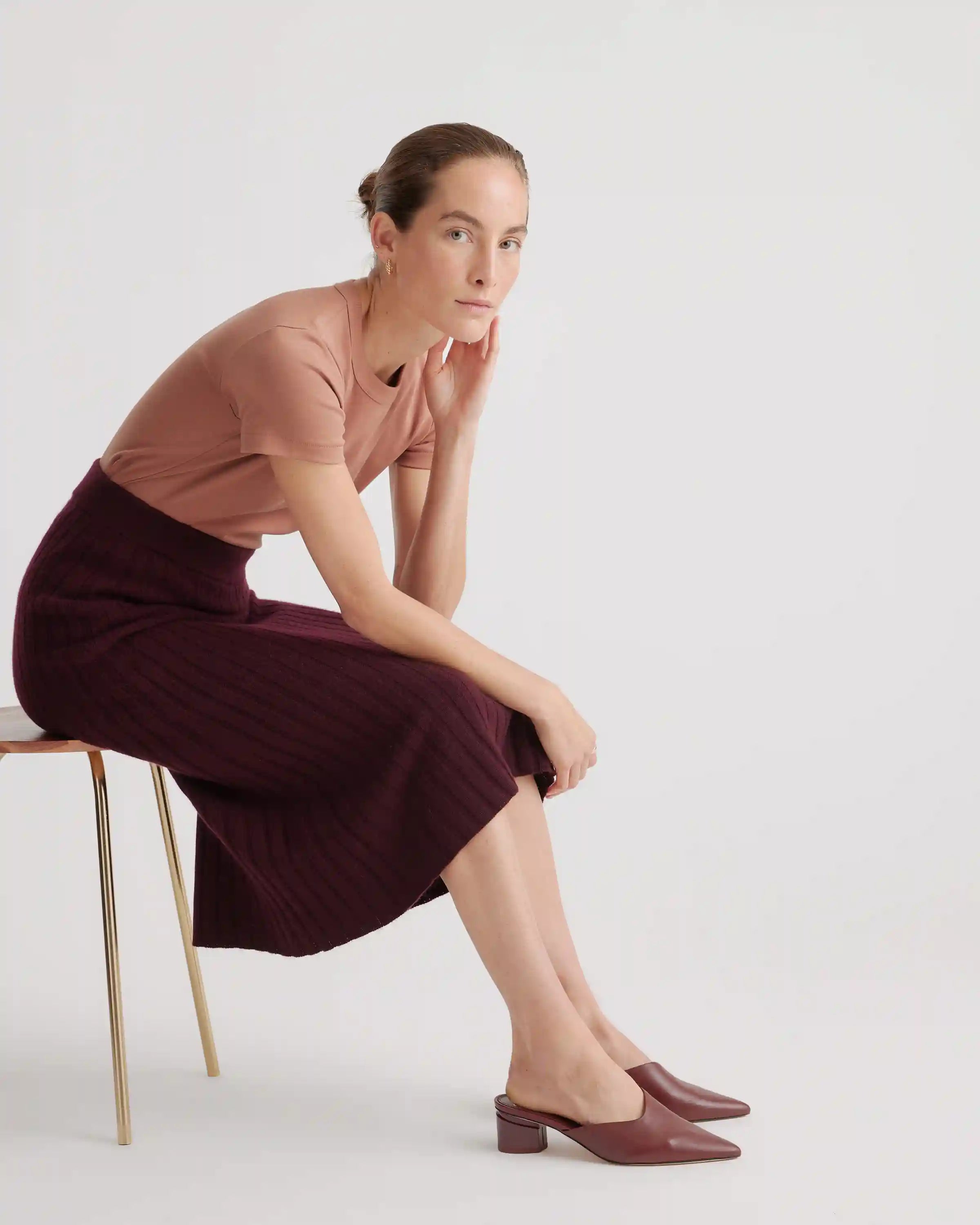 Mongolian Spring Cashmere Midi Skirt
