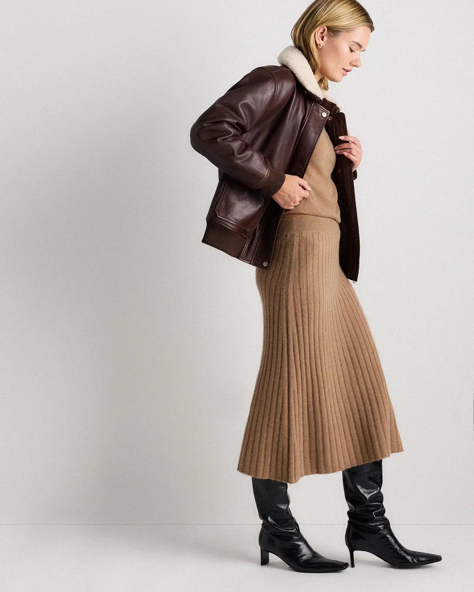 Mongolian Cashmere Midi Skirt