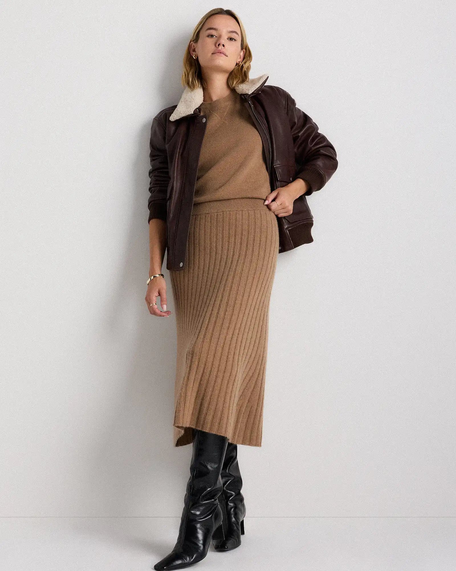 Mongolian Cashmere Midi Skirt