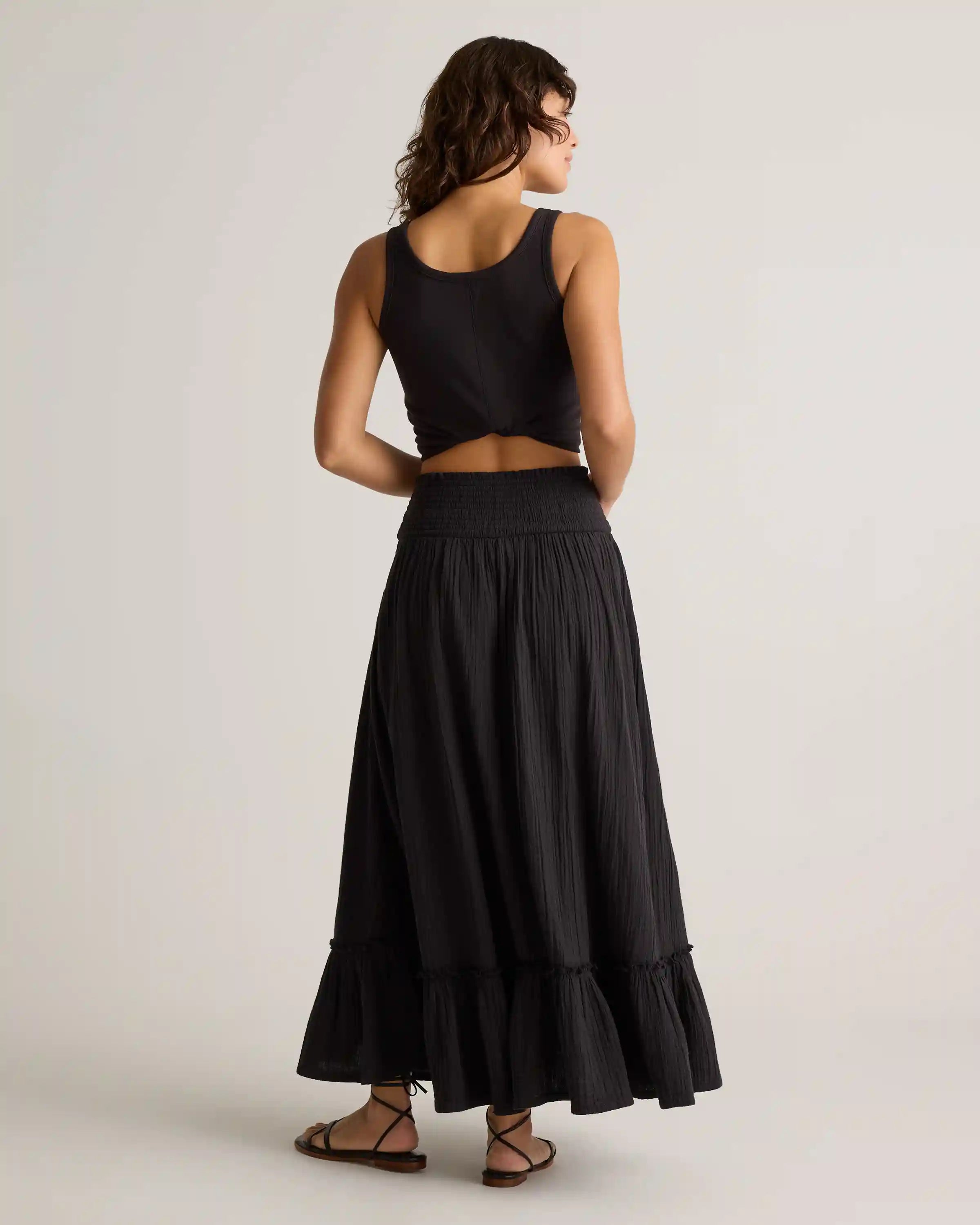 100% Organic Cotton Gauze Smocked Maxi Skirt