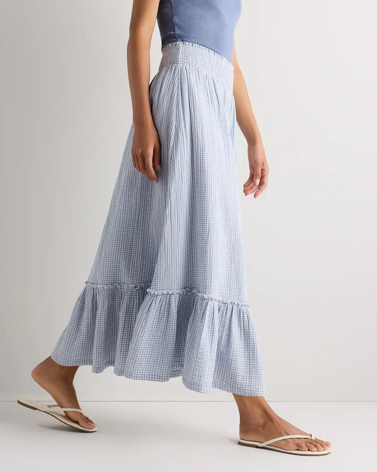 100% Organic Cotton Gauze Smocked Maxi Skirt