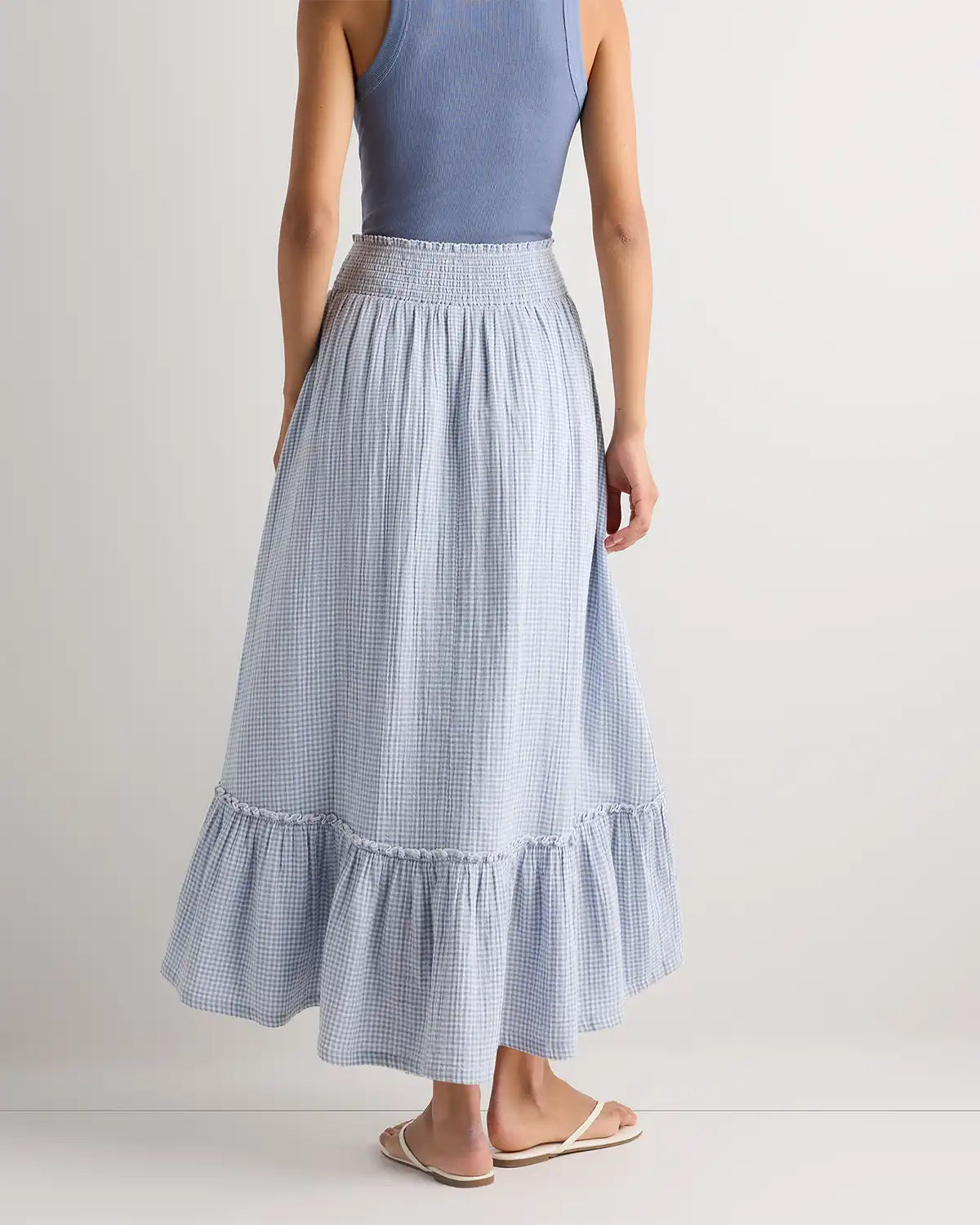 100% Organic Cotton Gauze Smocked Maxi Skirt