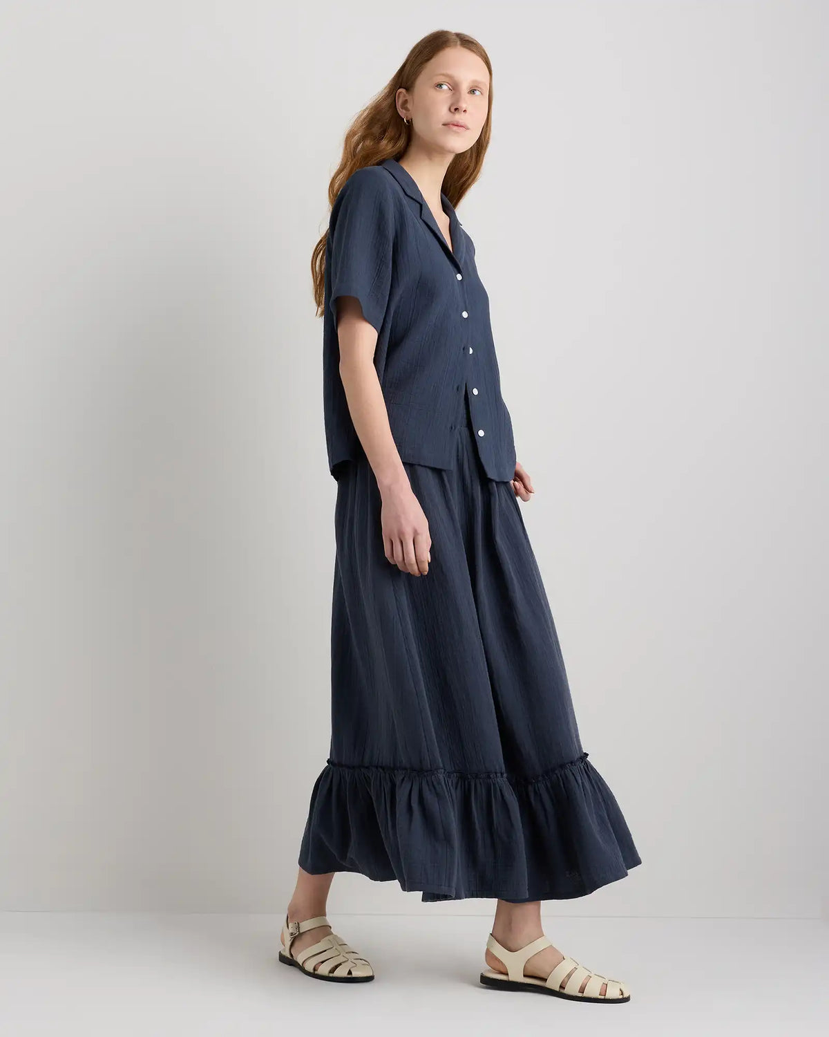 100% Organic Cotton Gauze Smocked Maxi Skirt