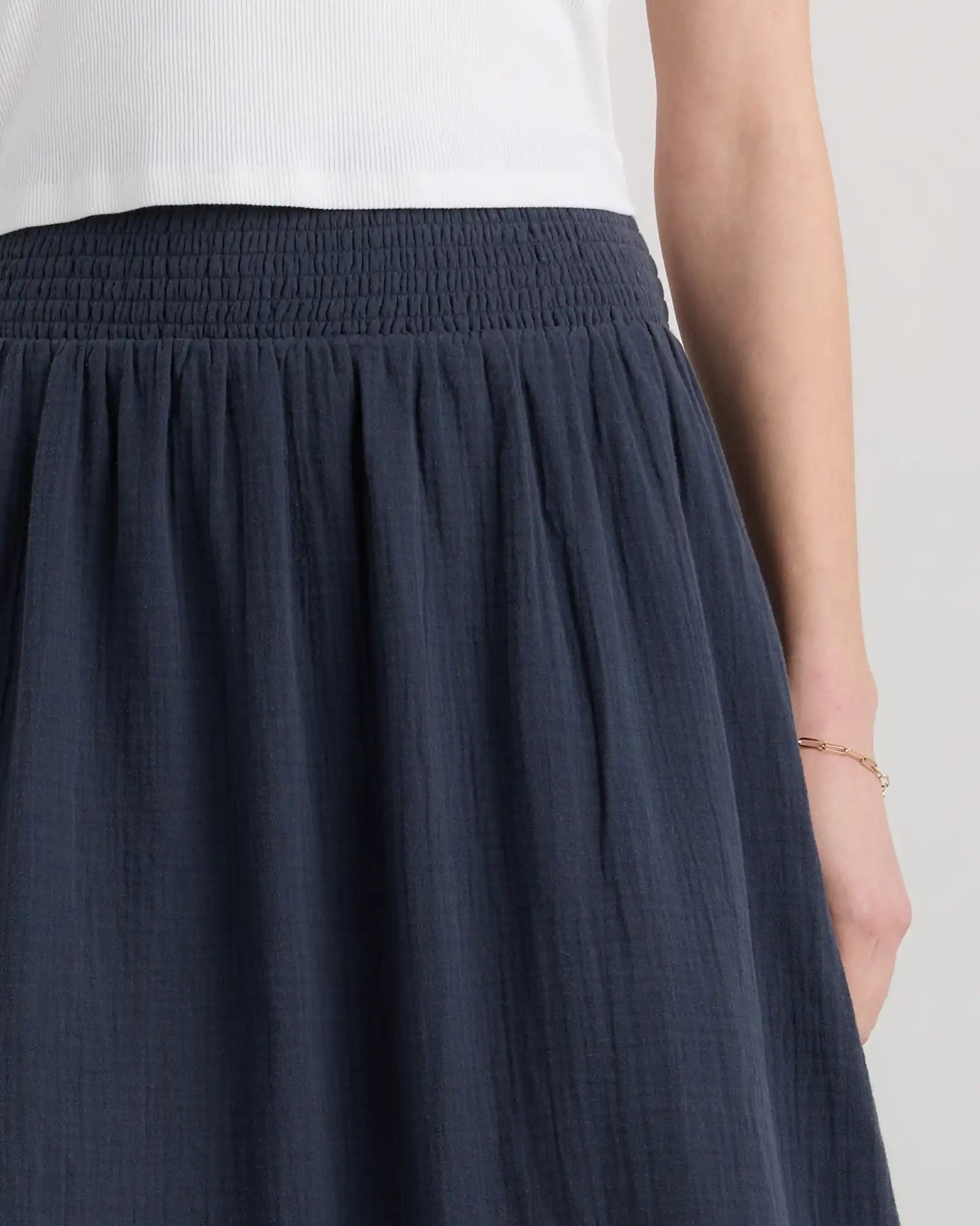 100% Organic Cotton Gauze Smocked Maxi Skirt