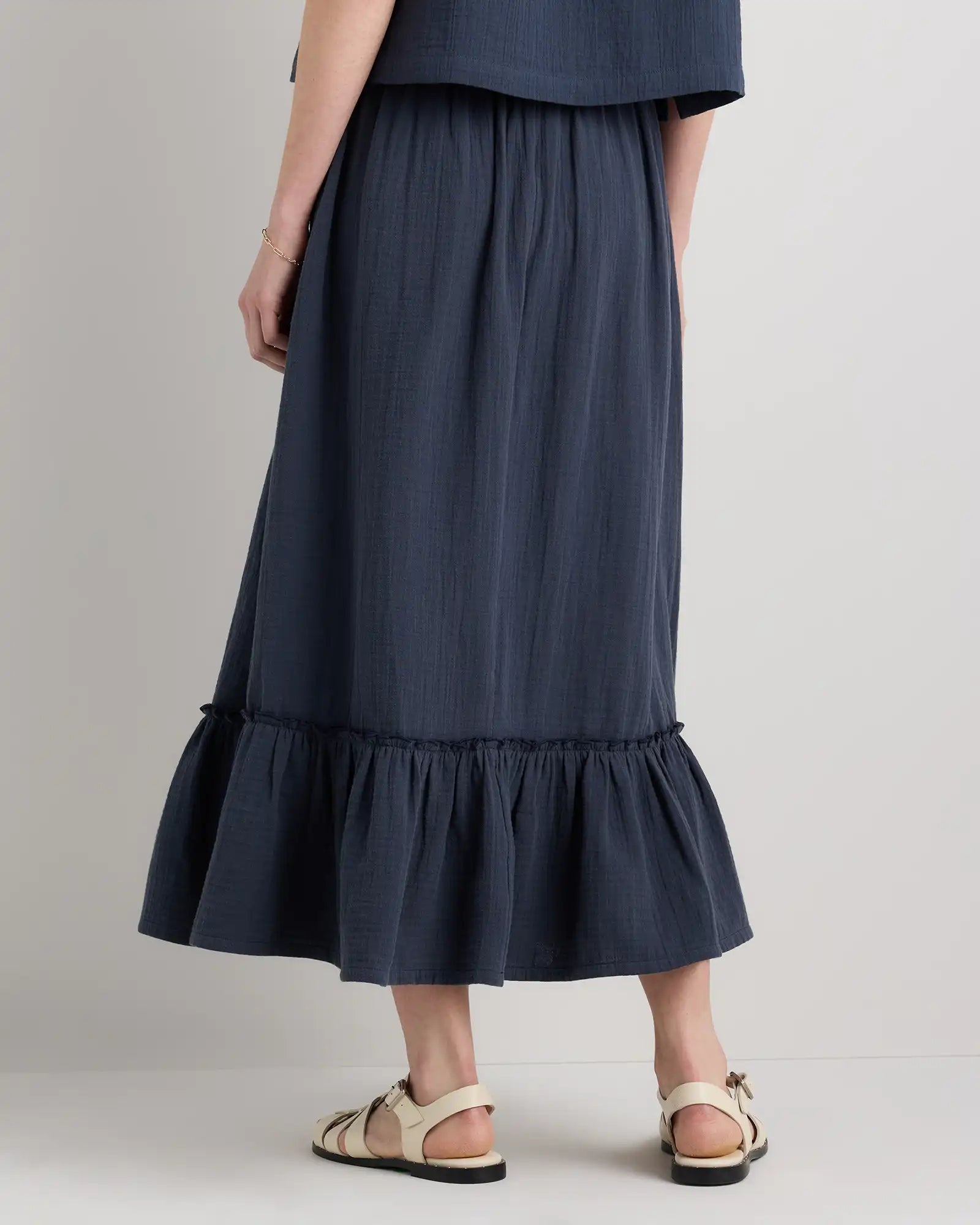 100% Organic Cotton Gauze Smocked Maxi Skirt