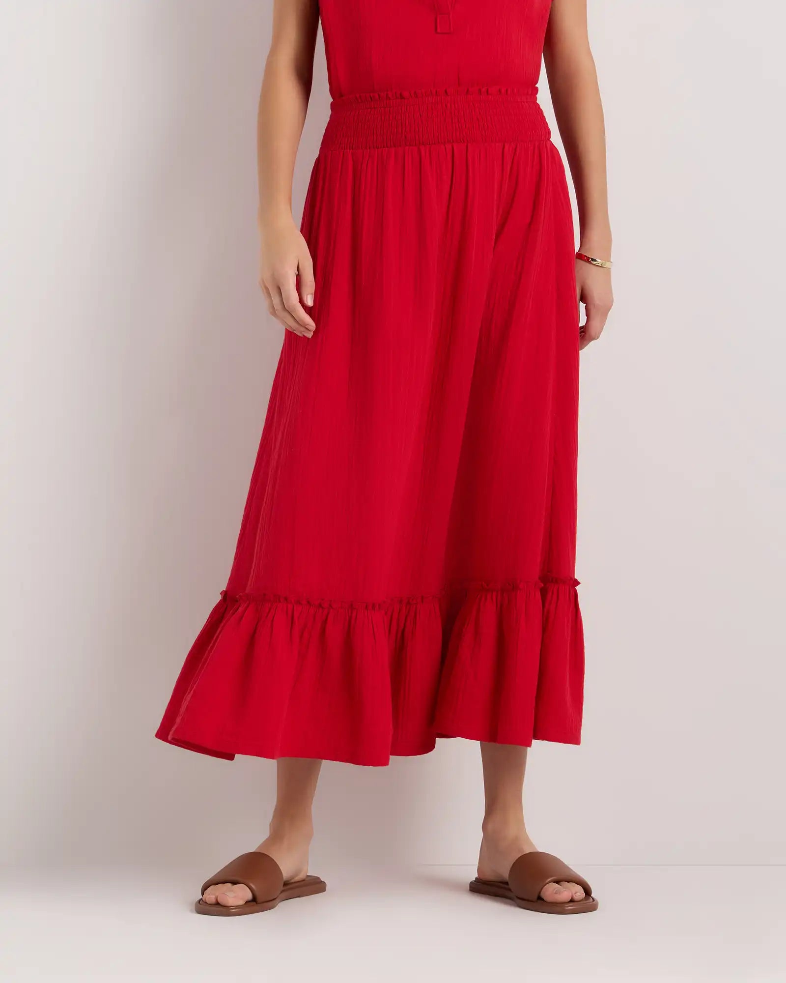 100% Organic Cotton Gauze Smocked Maxi Skirt