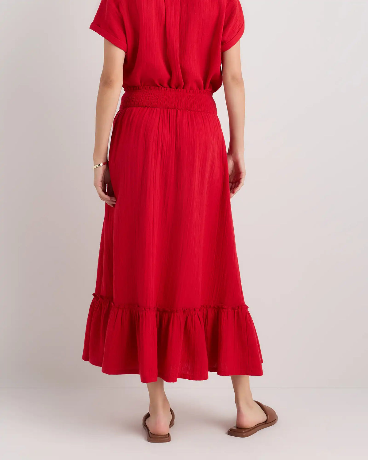 100% Organic Cotton Gauze Smocked Maxi Skirt