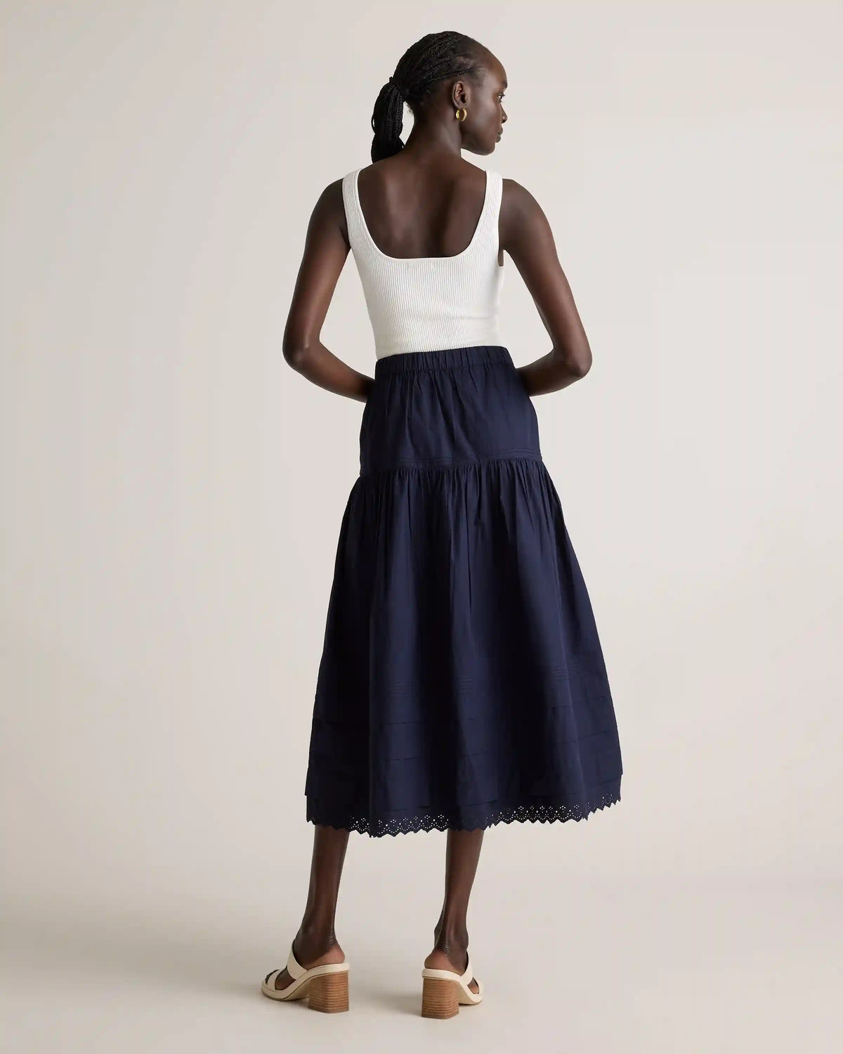 100% Organic Cotton Poplin Pintuck Maxi Skirt