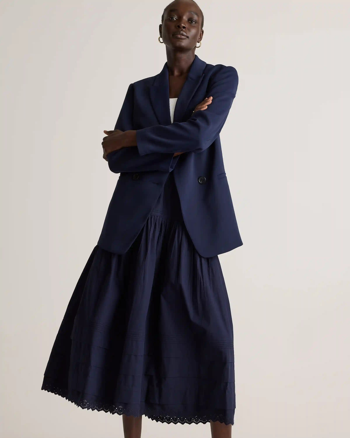 100% Organic Cotton Poplin Pintuck Maxi Skirt
