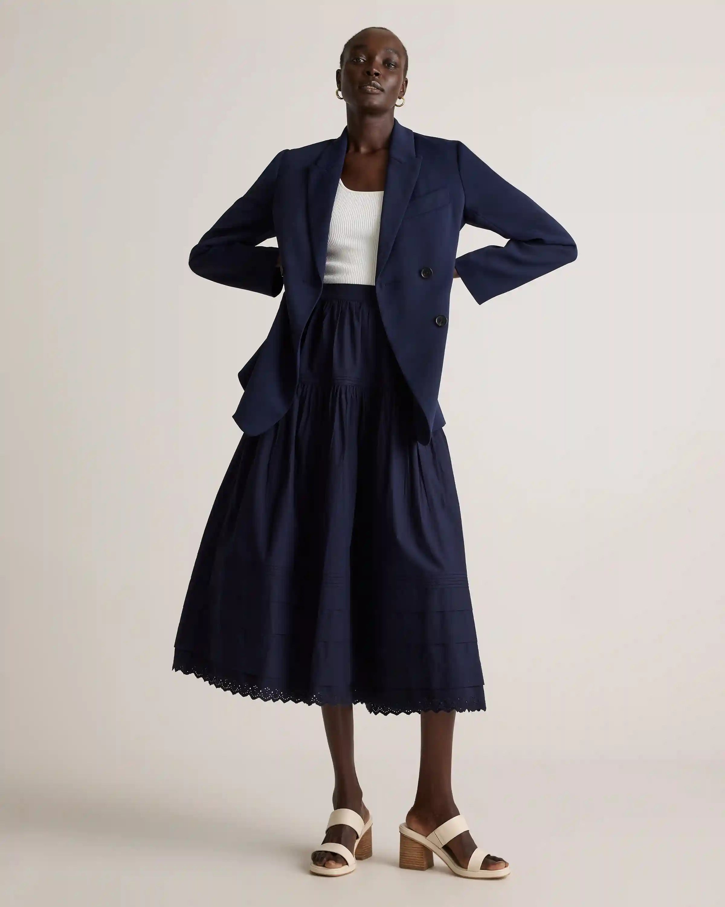 100% Organic Cotton Poplin Pintuck Maxi Skirt