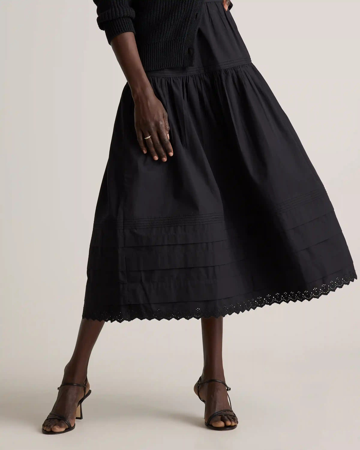100% Organic Cotton Poplin Pintuck Maxi Skirt