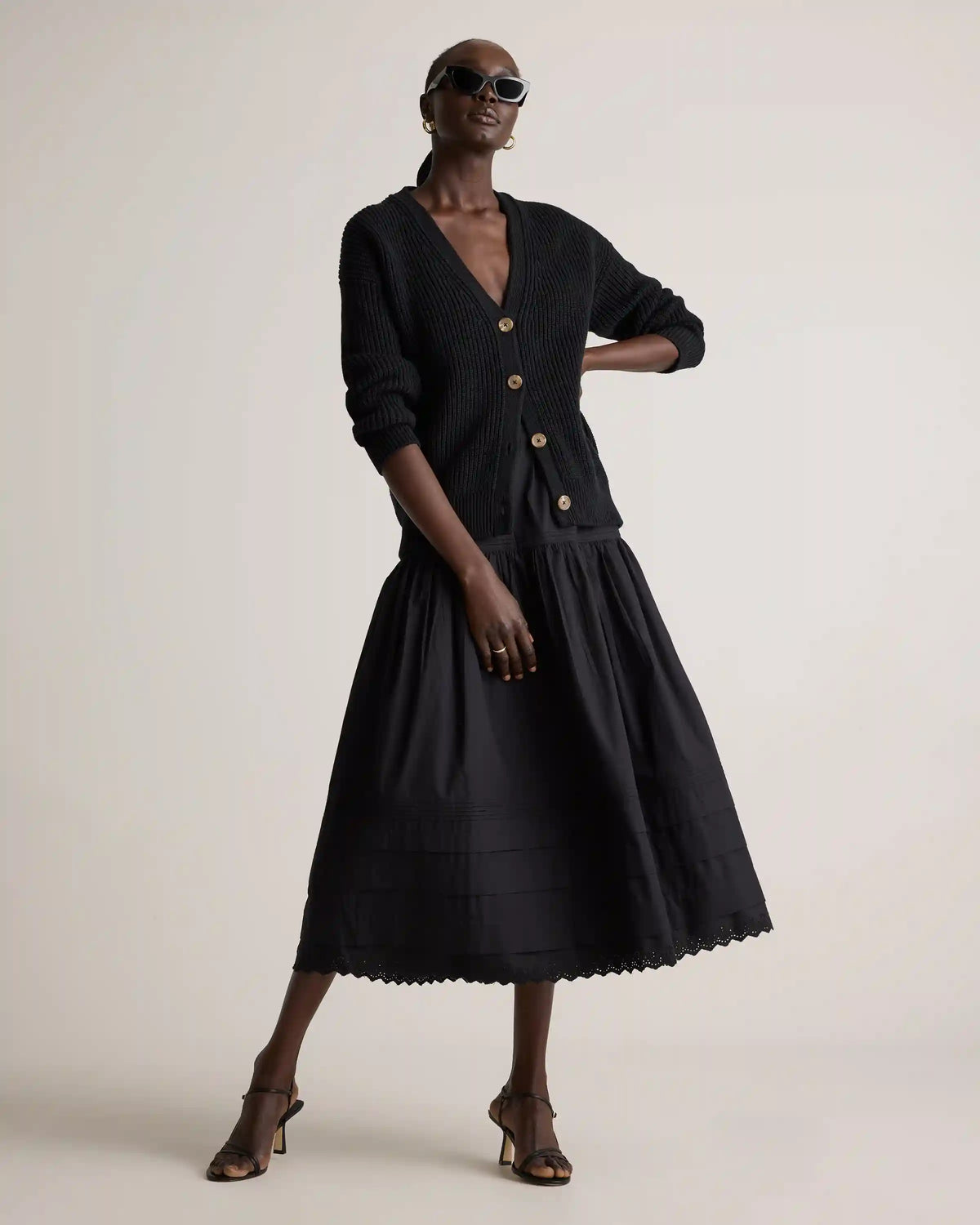 100% Organic Cotton Poplin Pintuck Maxi Skirt